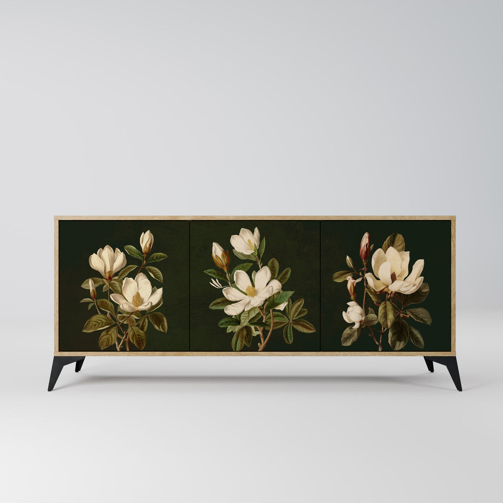 Buffet 3 portes FLORAL NOIR effet chêne