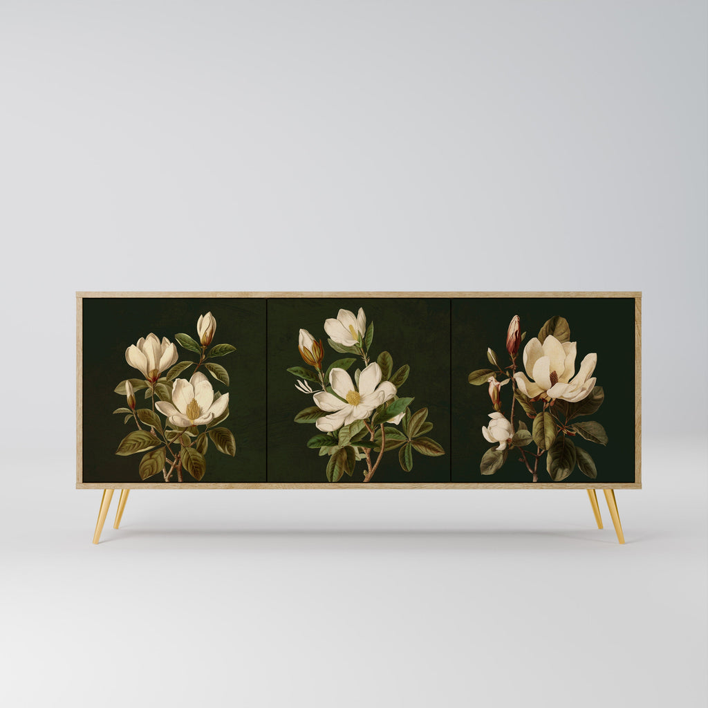 Buffet 3 portes FLORAL NOIR effet chêne