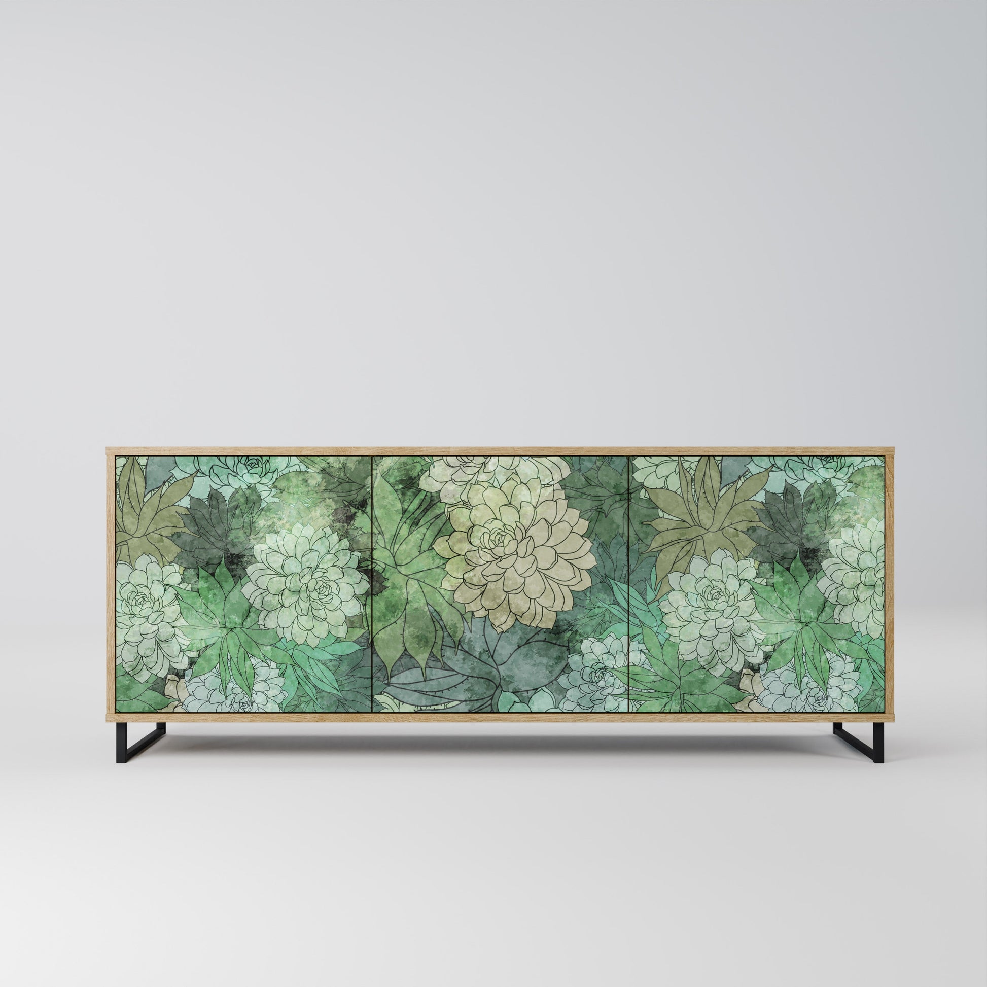Buffet 3 portes SUCCULENT CLUSTER effet chêne