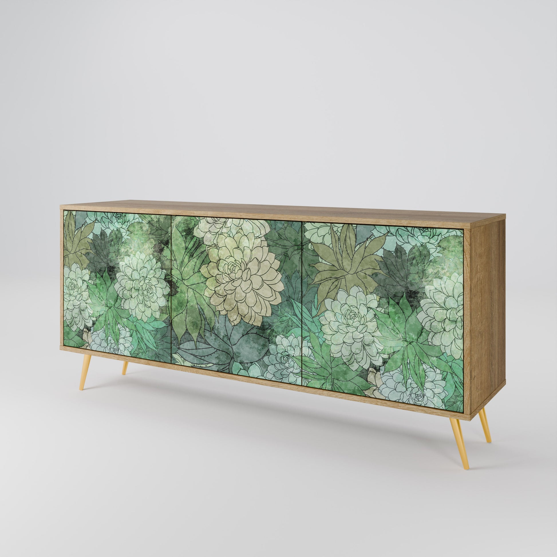 Buffet 3 portes SUCCULENT CLUSTER effet chêne