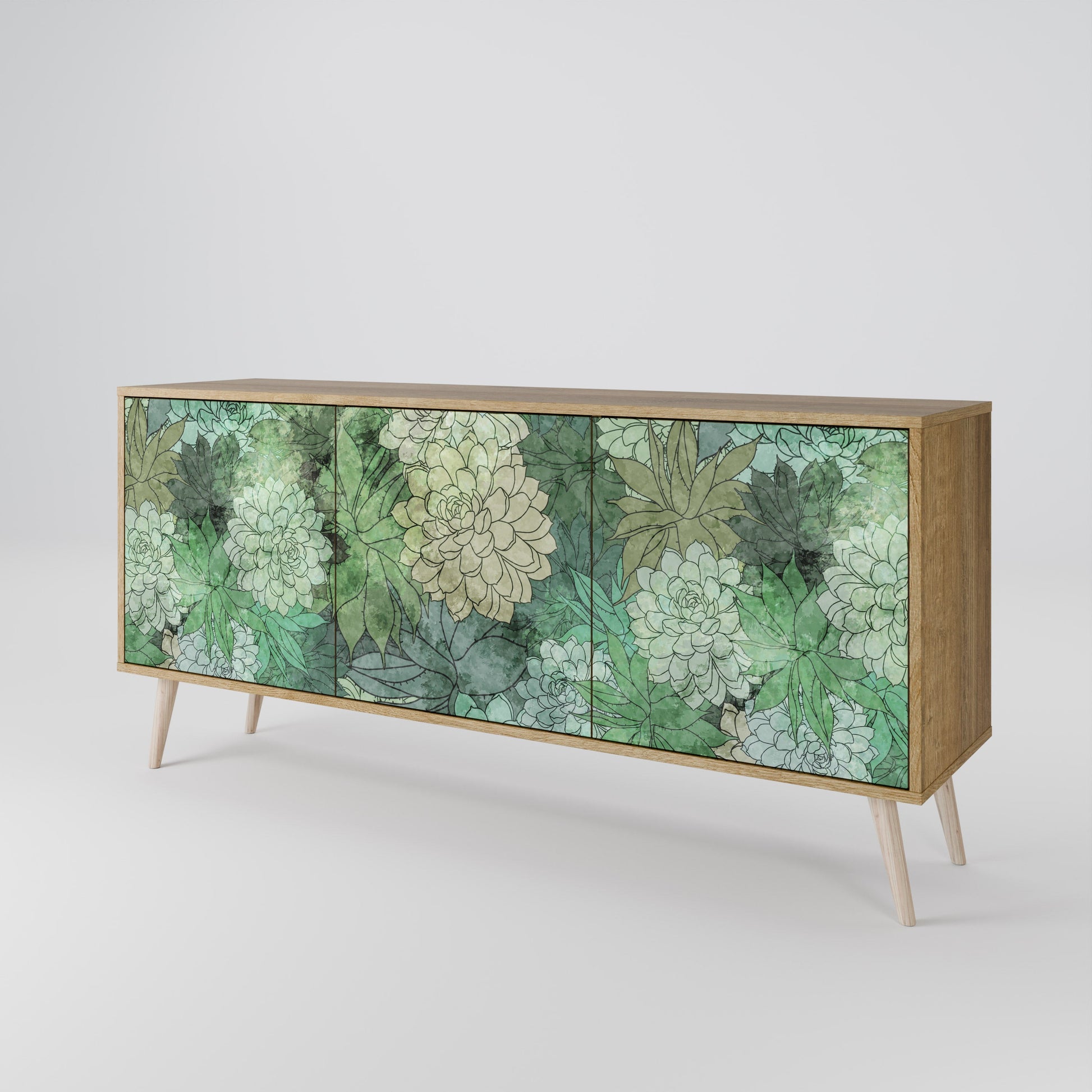 Buffet 3 portes SUCCULENT CLUSTER effet chêne