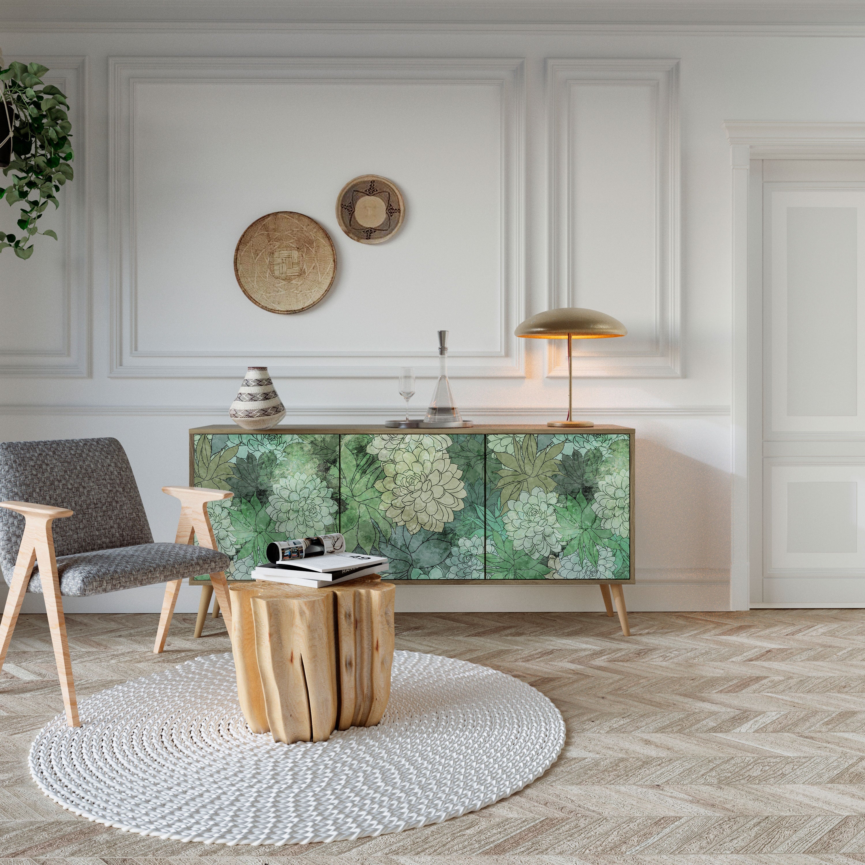 Buffet 3 portes SUCCULENT CLUSTER effet chêne