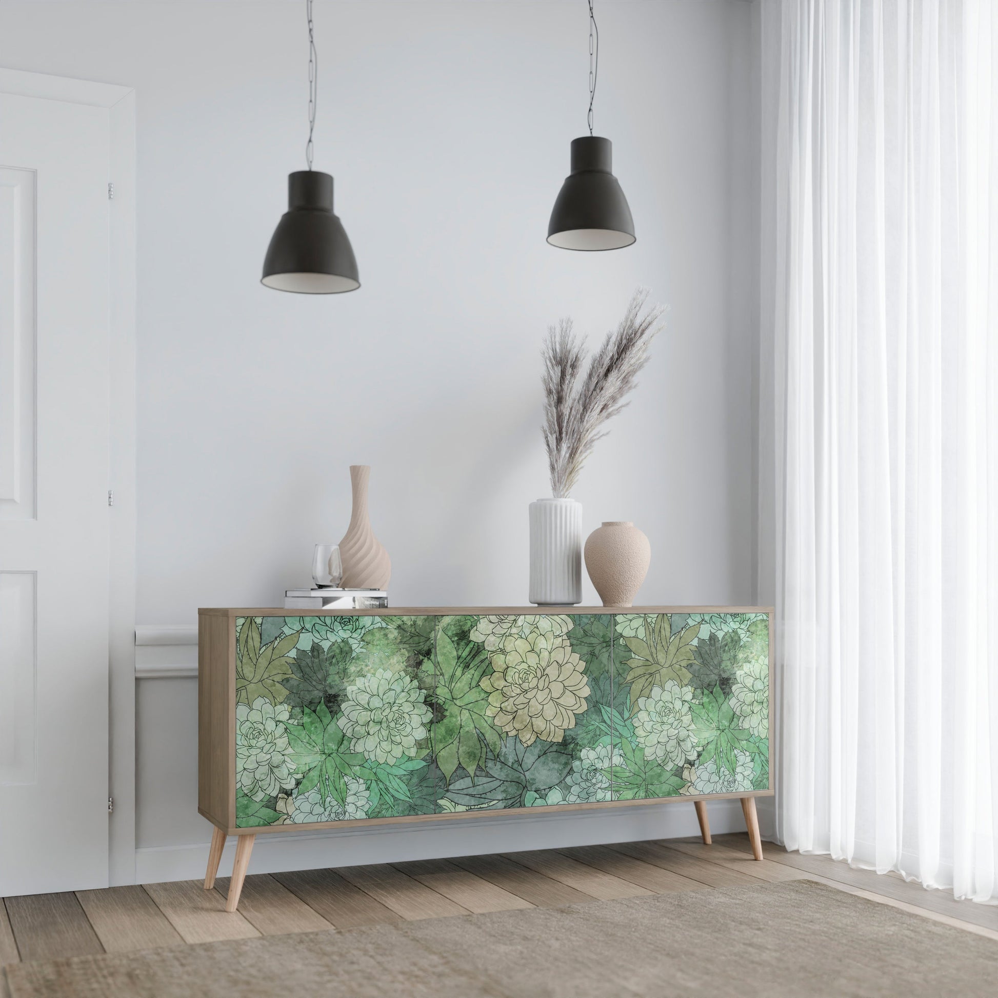 Buffet 3 portes SUCCULENT CLUSTER effet chêne