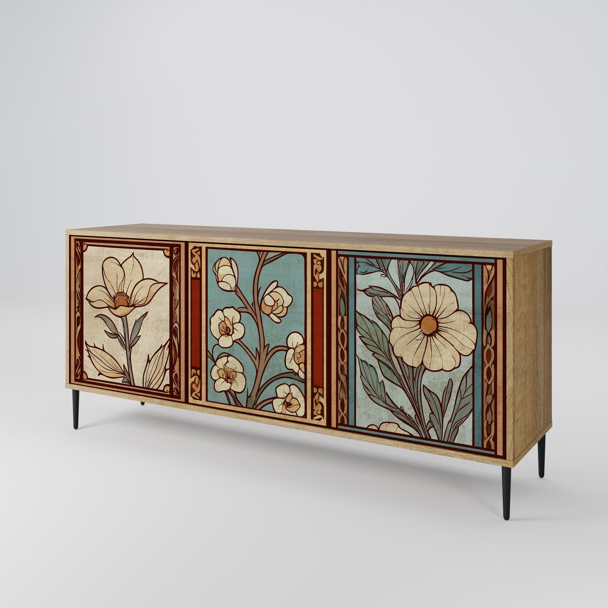 Buffet 3 portes FLORA TIMELESS effet chêne