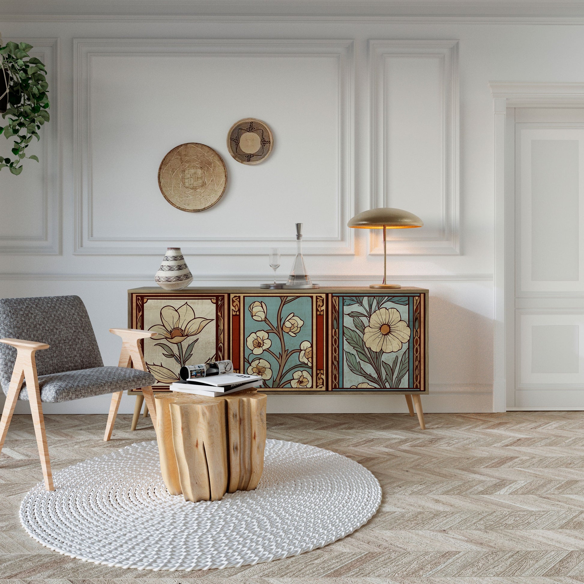 Buffet 3 portes FLORA TIMELESS effet chêne