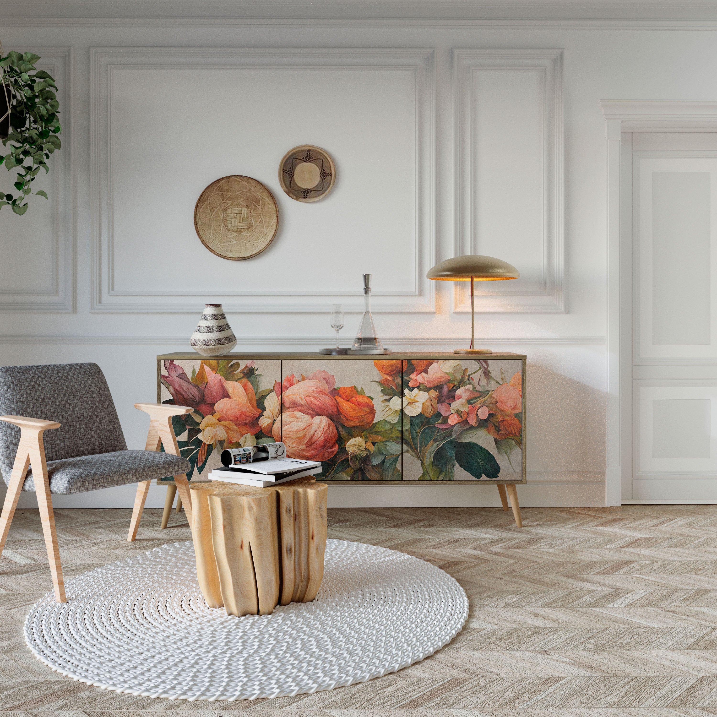 Buffet 3 portes effet chêne STYLISH BEAUTY