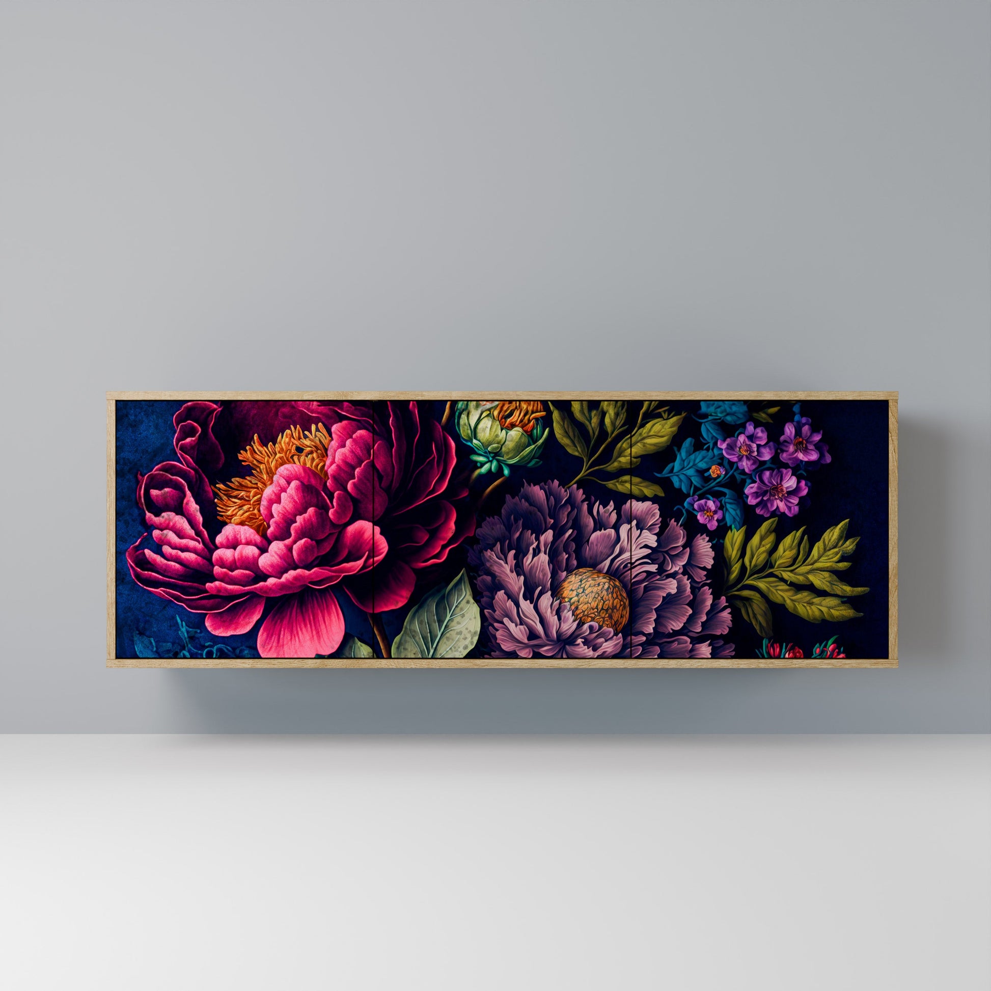Buffet 3 portes effet chêne BLOOMING ELEGANCE