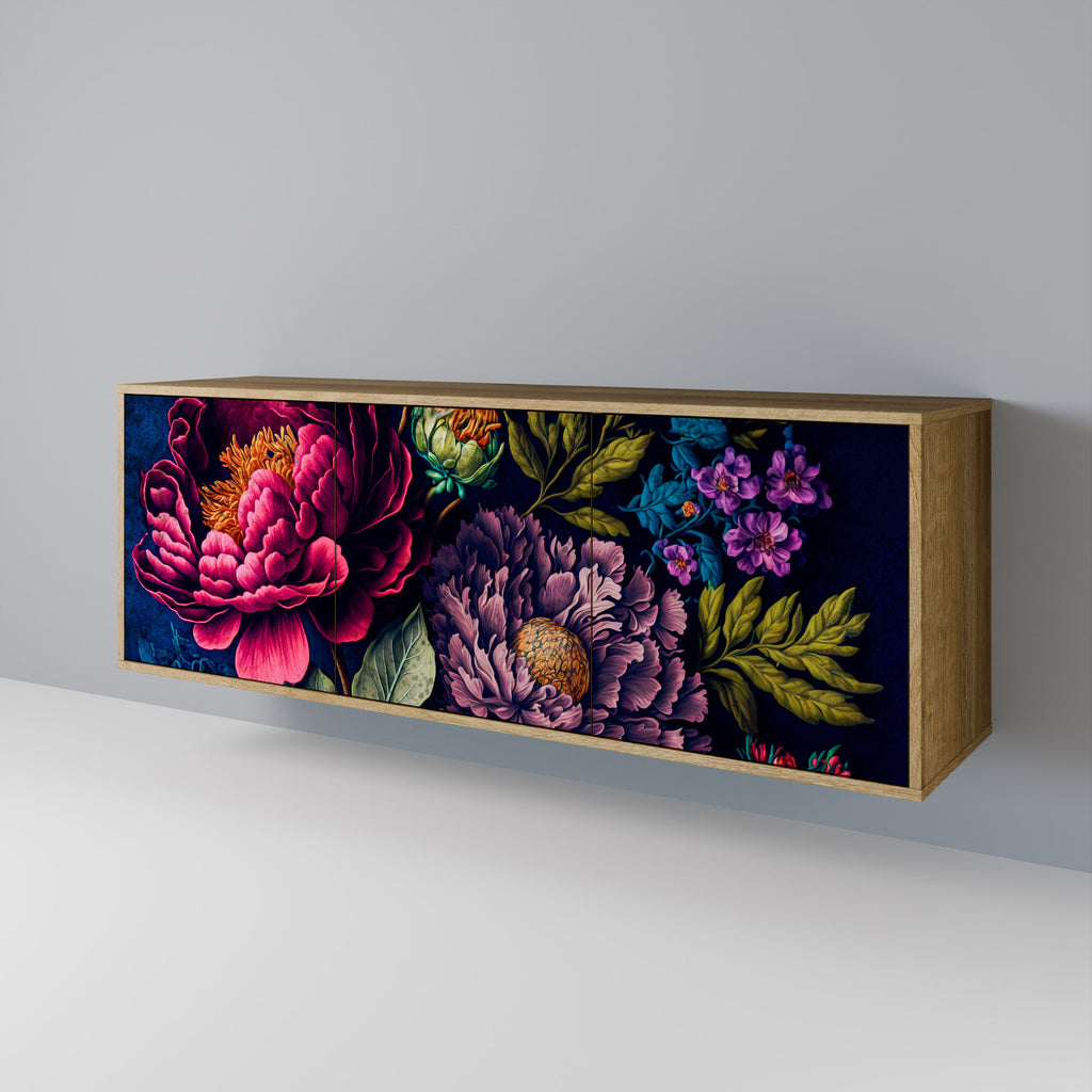 Buffet 3 portes effet chêne BLOOMING ELEGANCE
