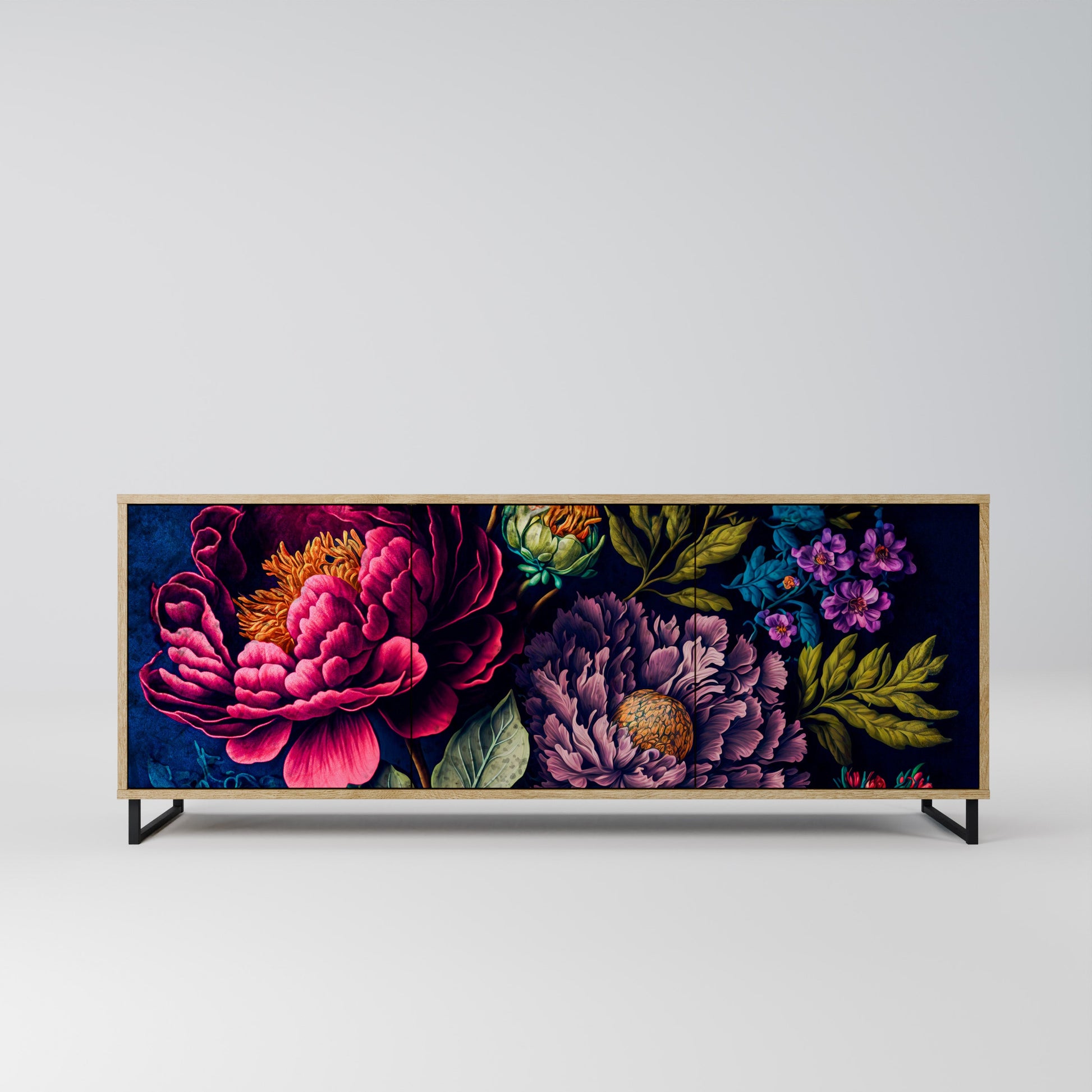 Buffet 3 portes effet chêne BLOOMING ELEGANCE