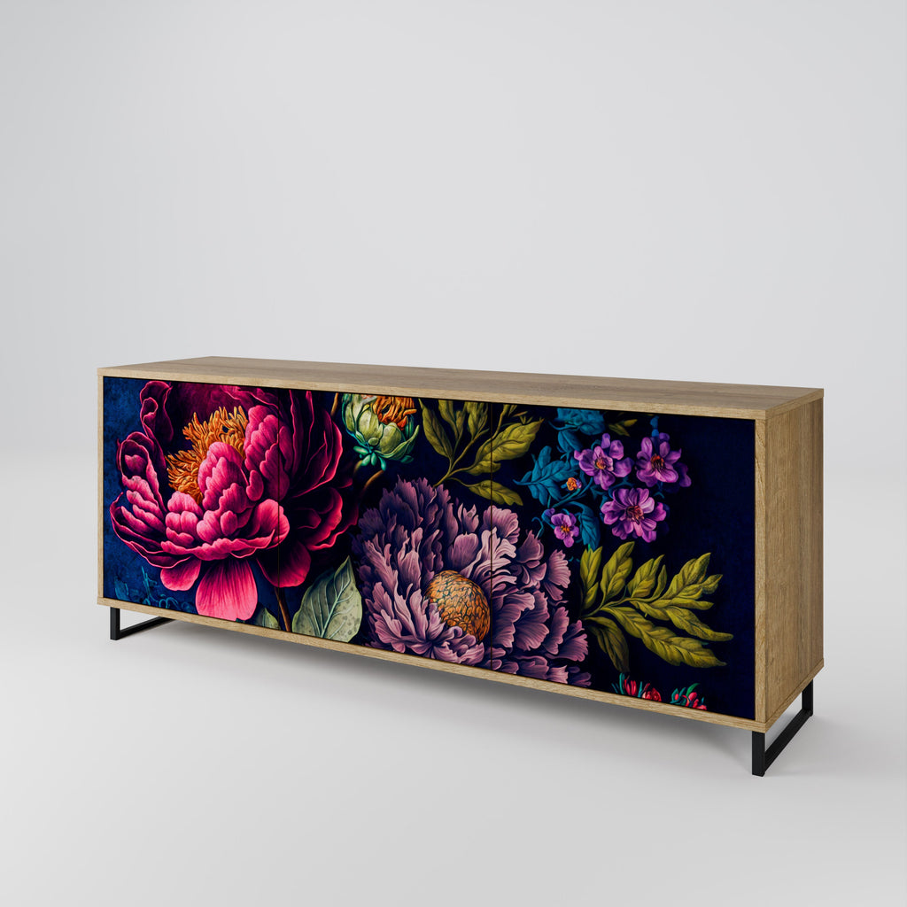 Buffet 3 portes effet chêne BLOOMING ELEGANCE