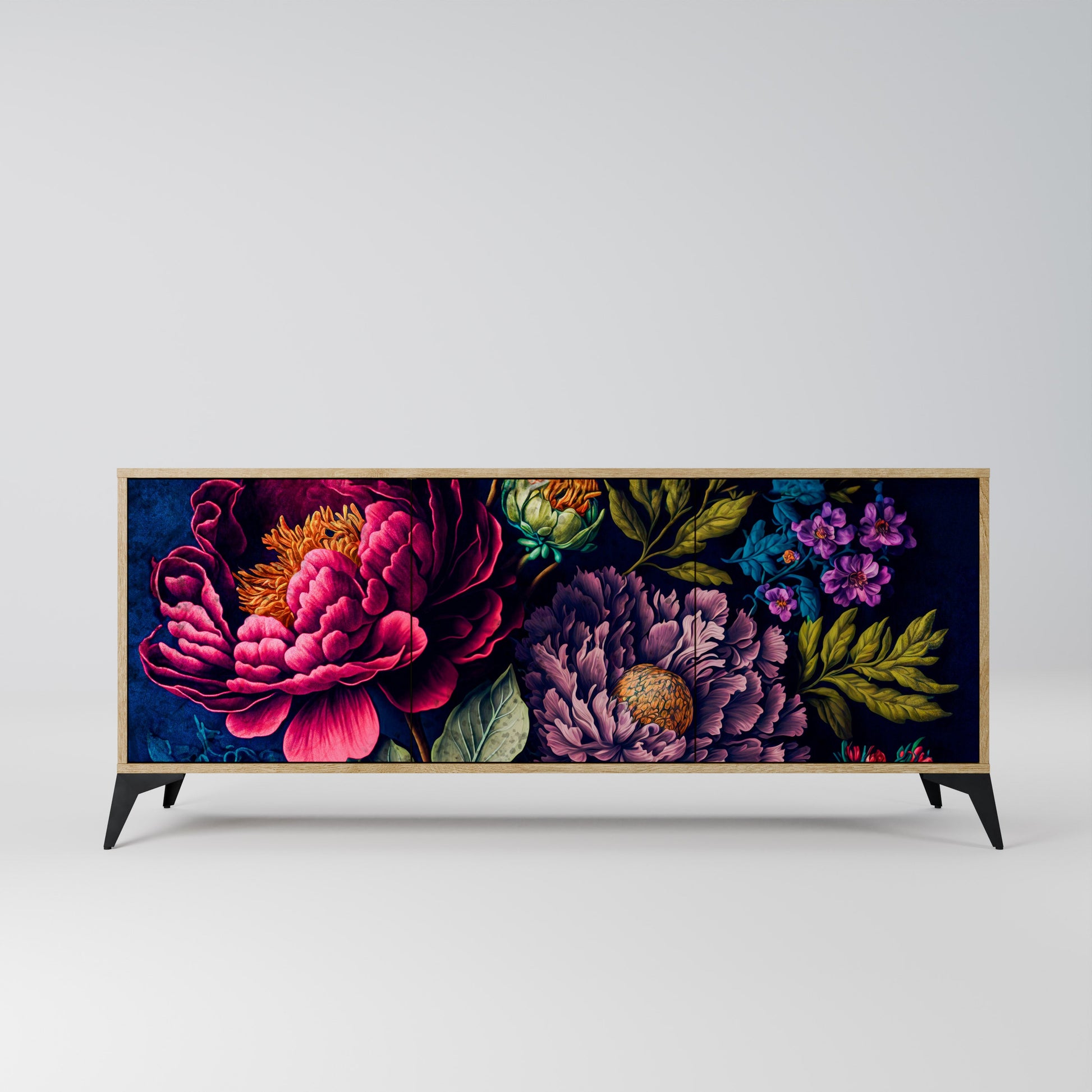 Buffet 3 portes effet chêne BLOOMING ELEGANCE