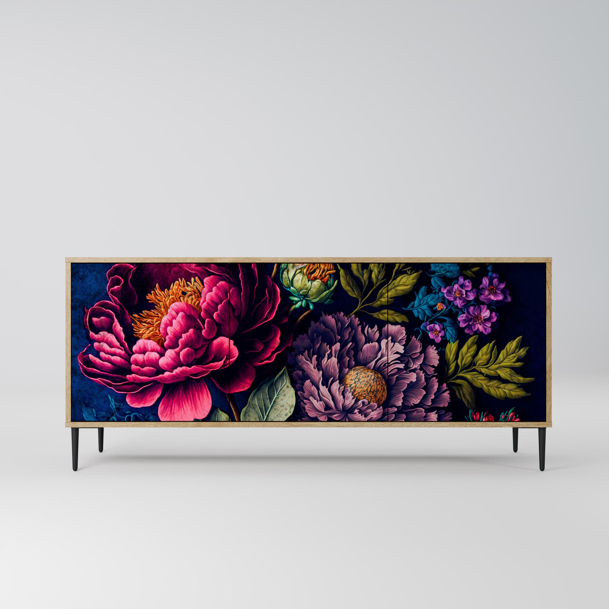 Buffet 3 portes effet chêne BLOOMING ELEGANCE