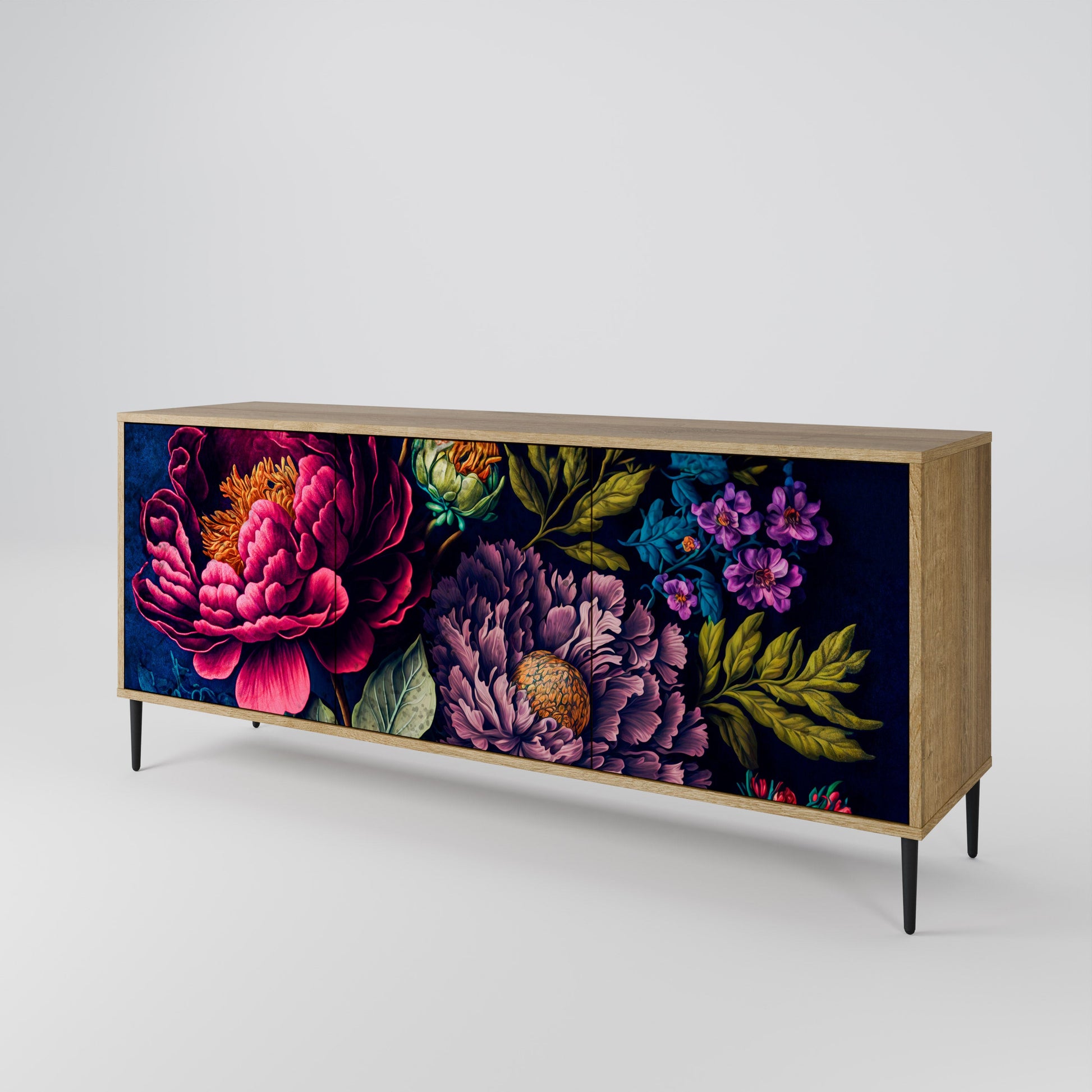 Buffet 3 portes effet chêne BLOOMING ELEGANCE