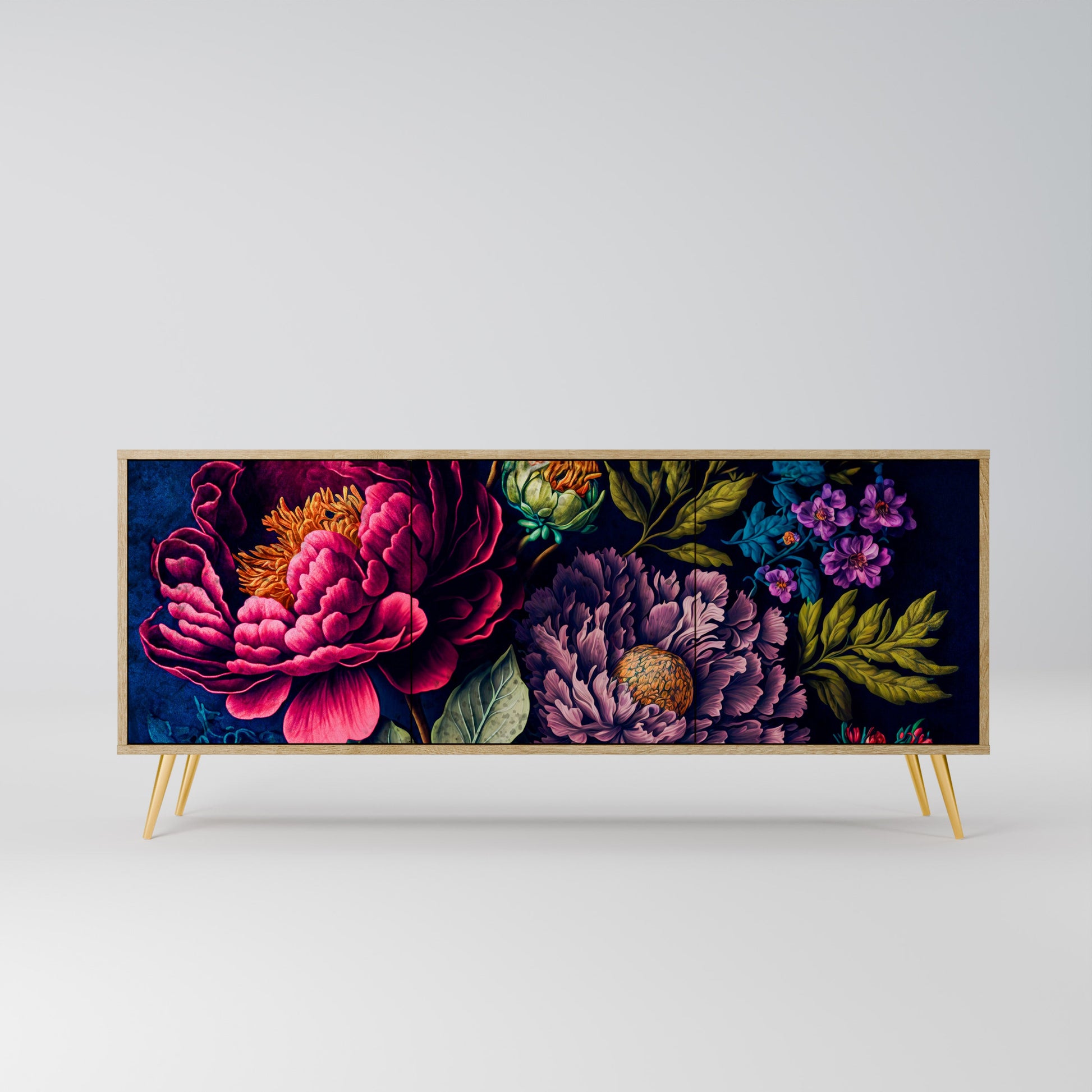 Buffet 3 portes effet chêne BLOOMING ELEGANCE