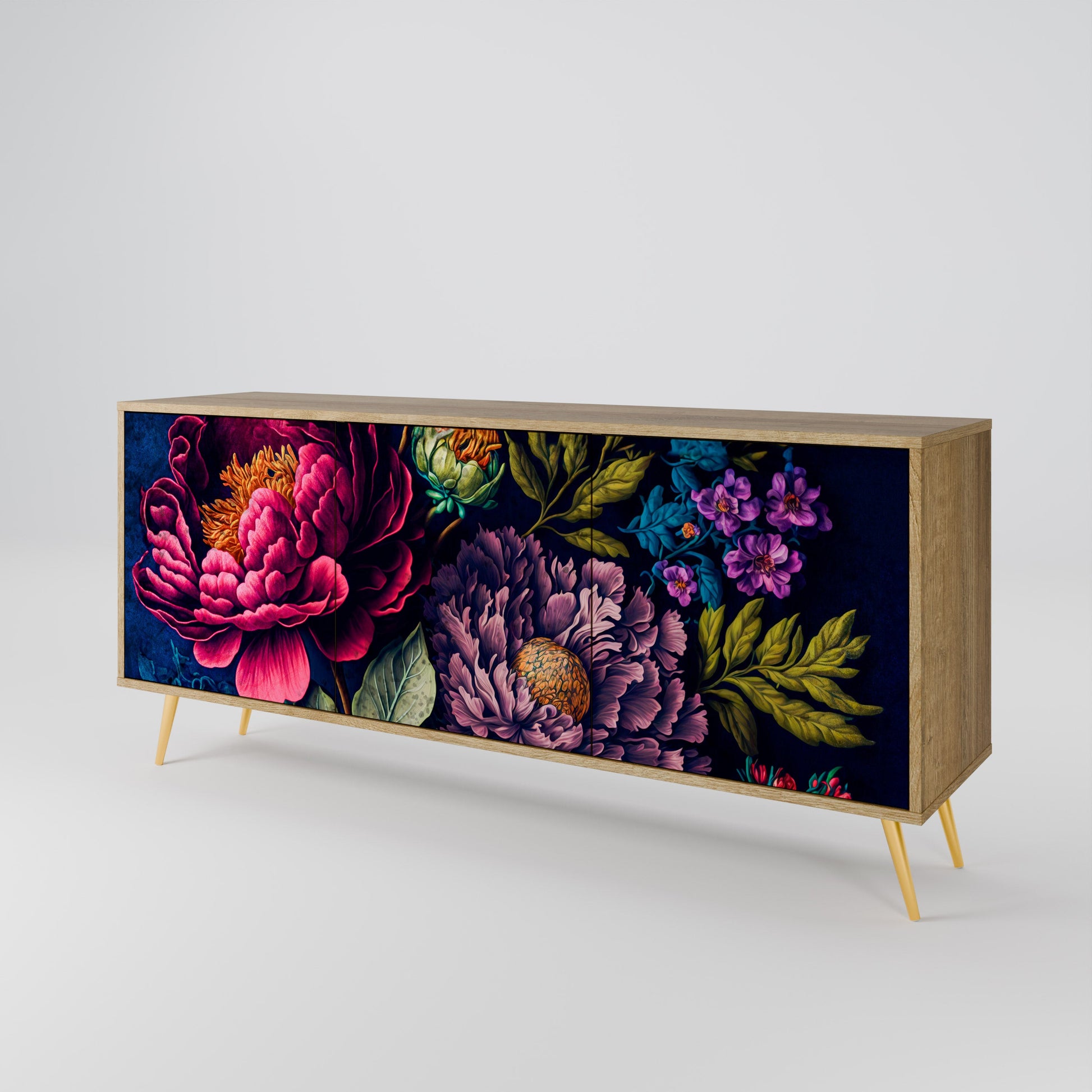 Buffet 3 portes effet chêne BLOOMING ELEGANCE