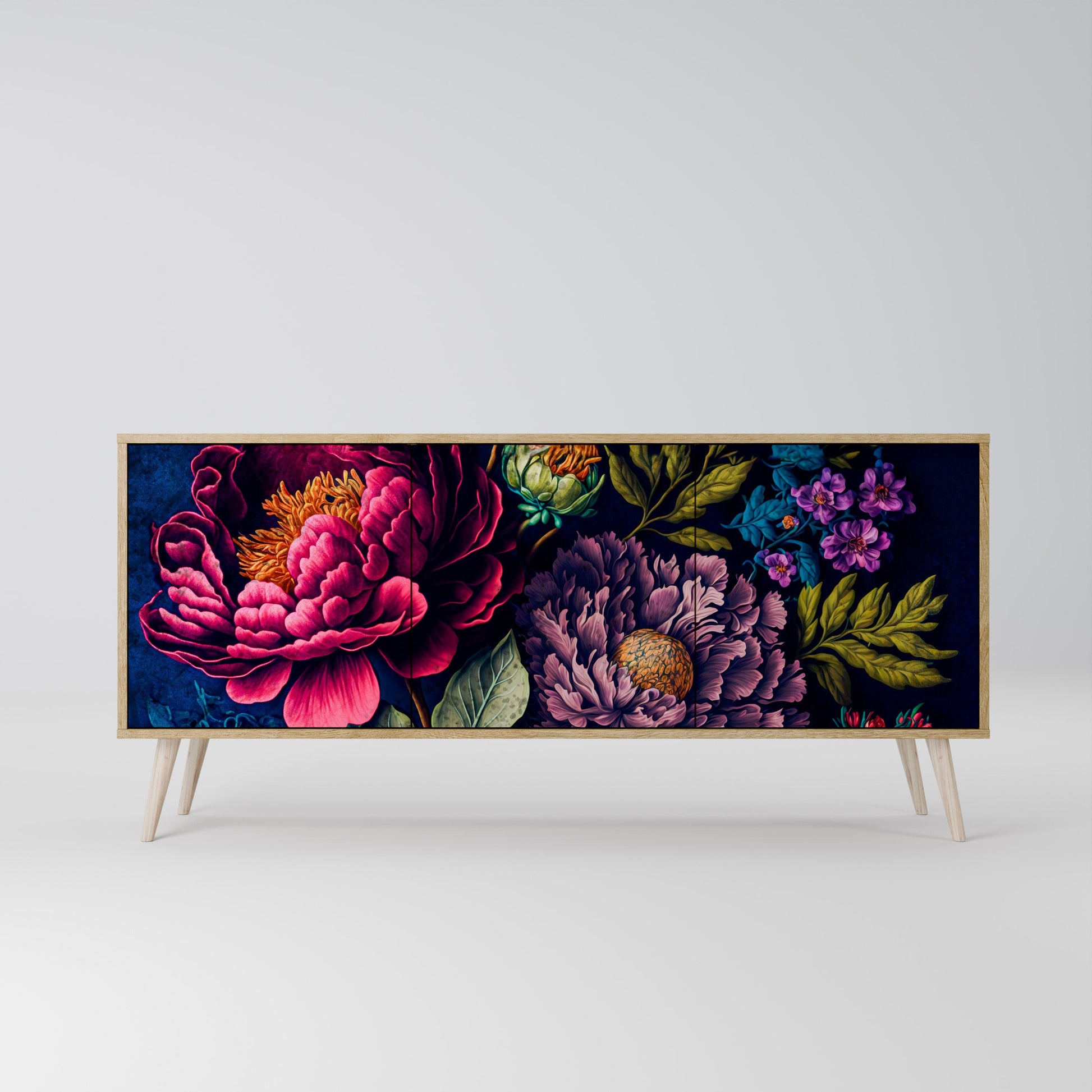 Buffet 3 portes effet chêne BLOOMING ELEGANCE