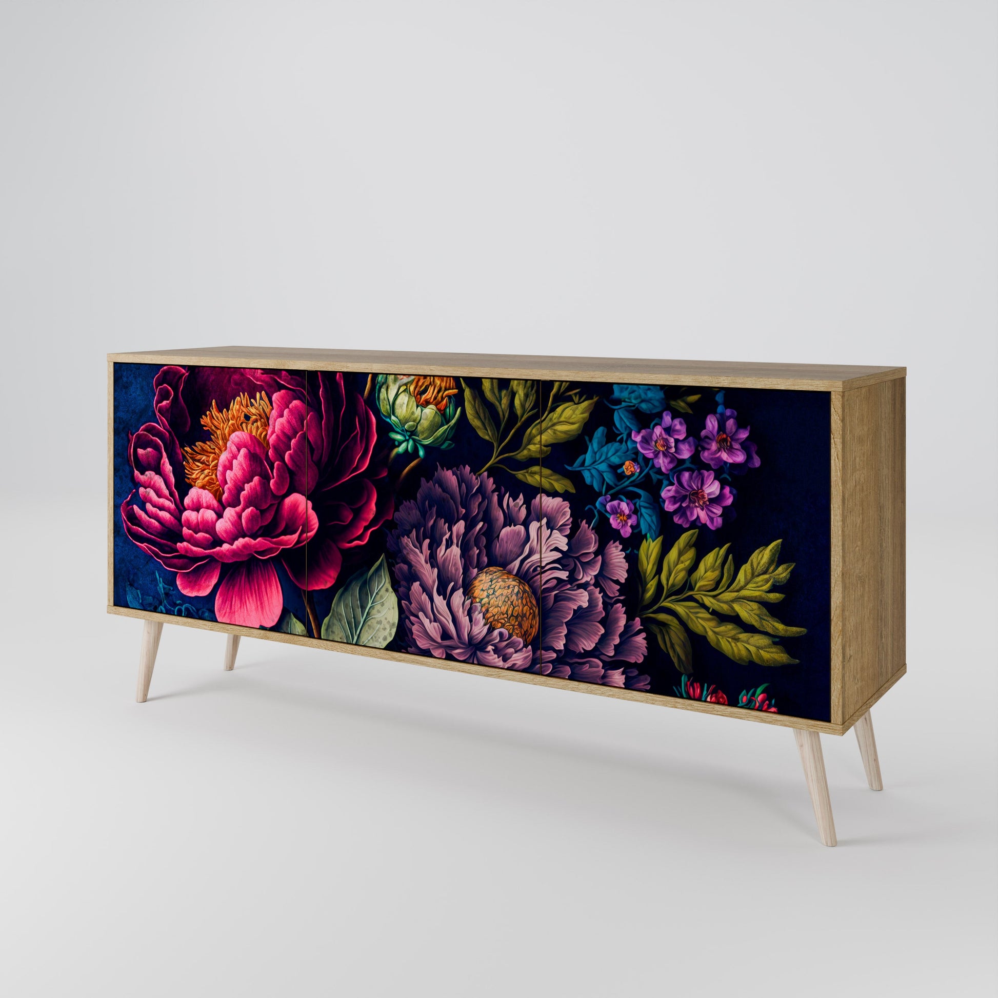 Buffet 3 portes effet chêne BLOOMING ELEGANCE