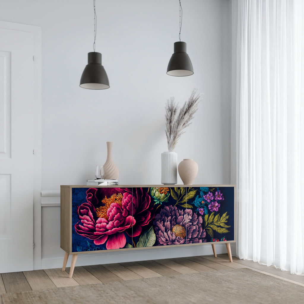 Buffet 3 portes effet chêne BLOOMING ELEGANCE