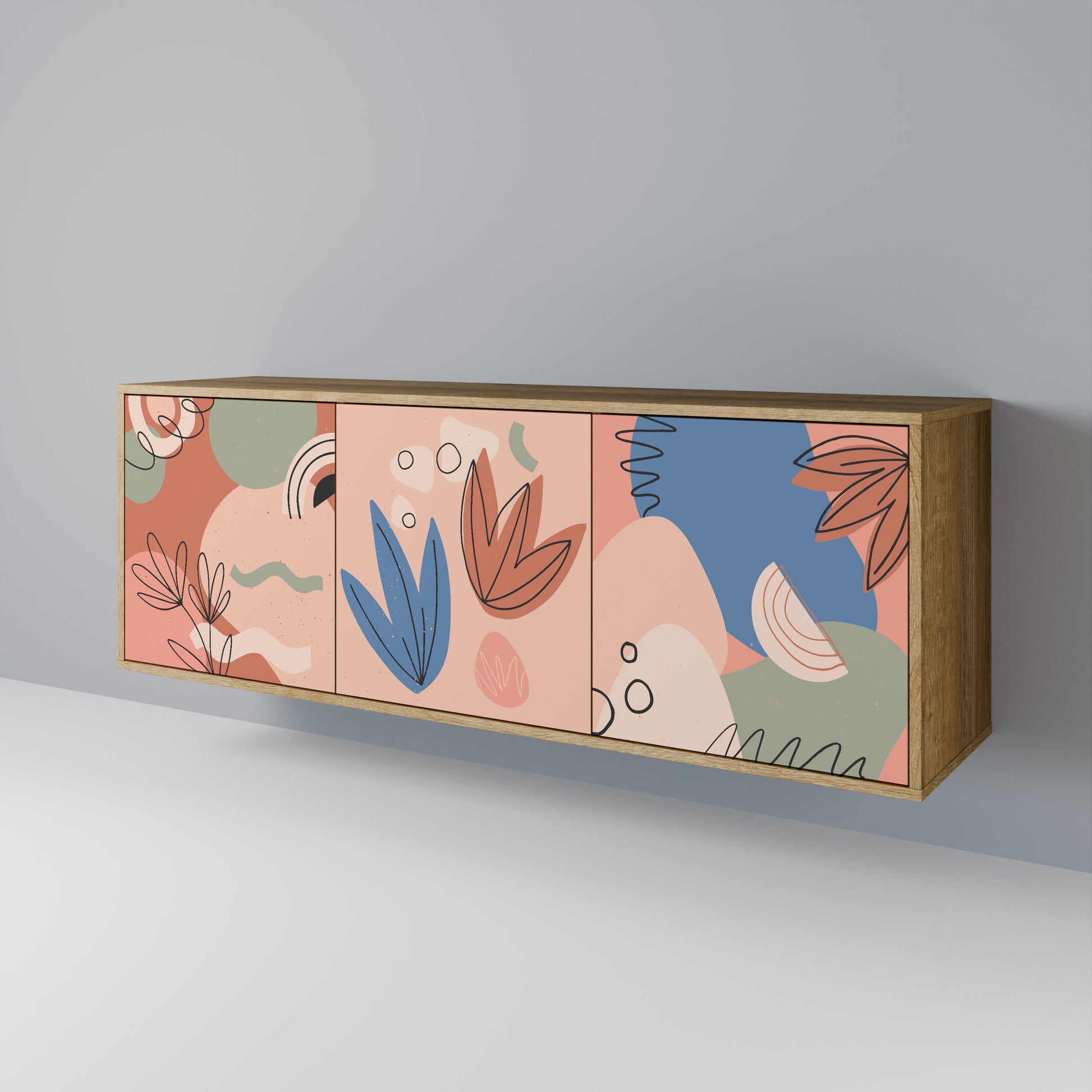 Buffet 3 portes PASTEL DESTINY effet chêne