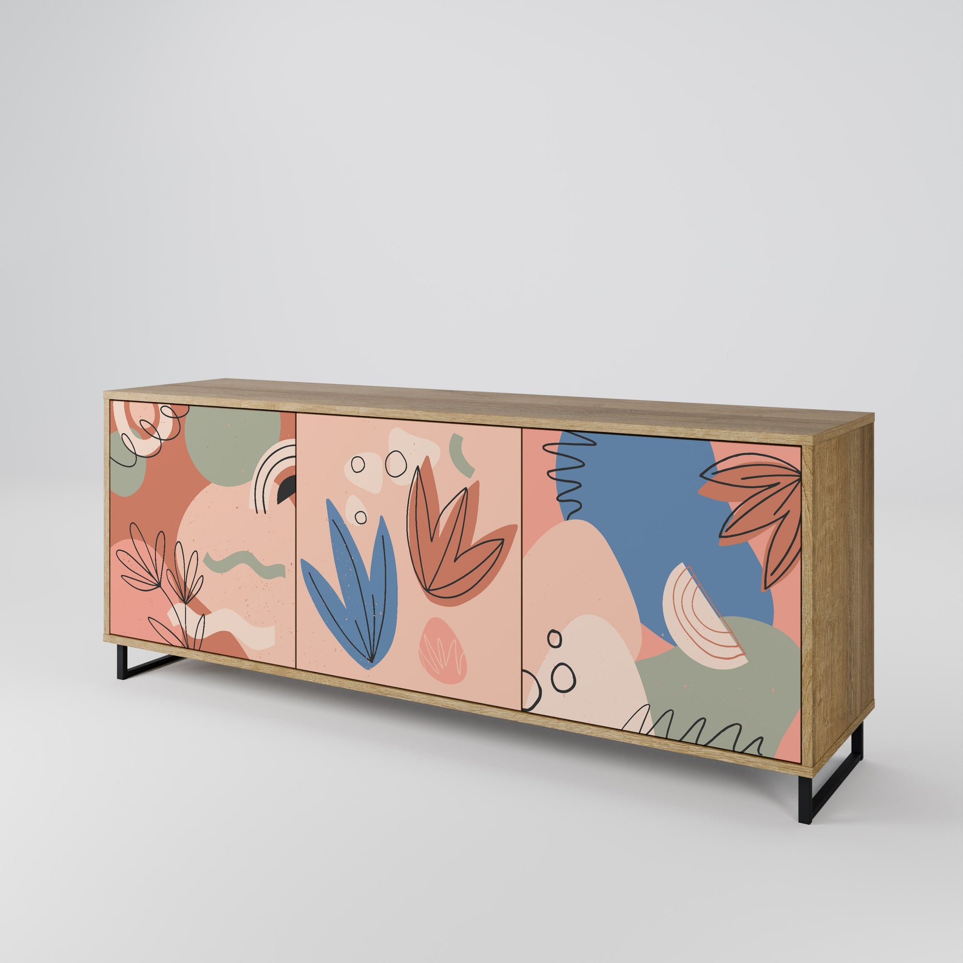 Buffet 3 portes PASTEL DESTINY effet chêne