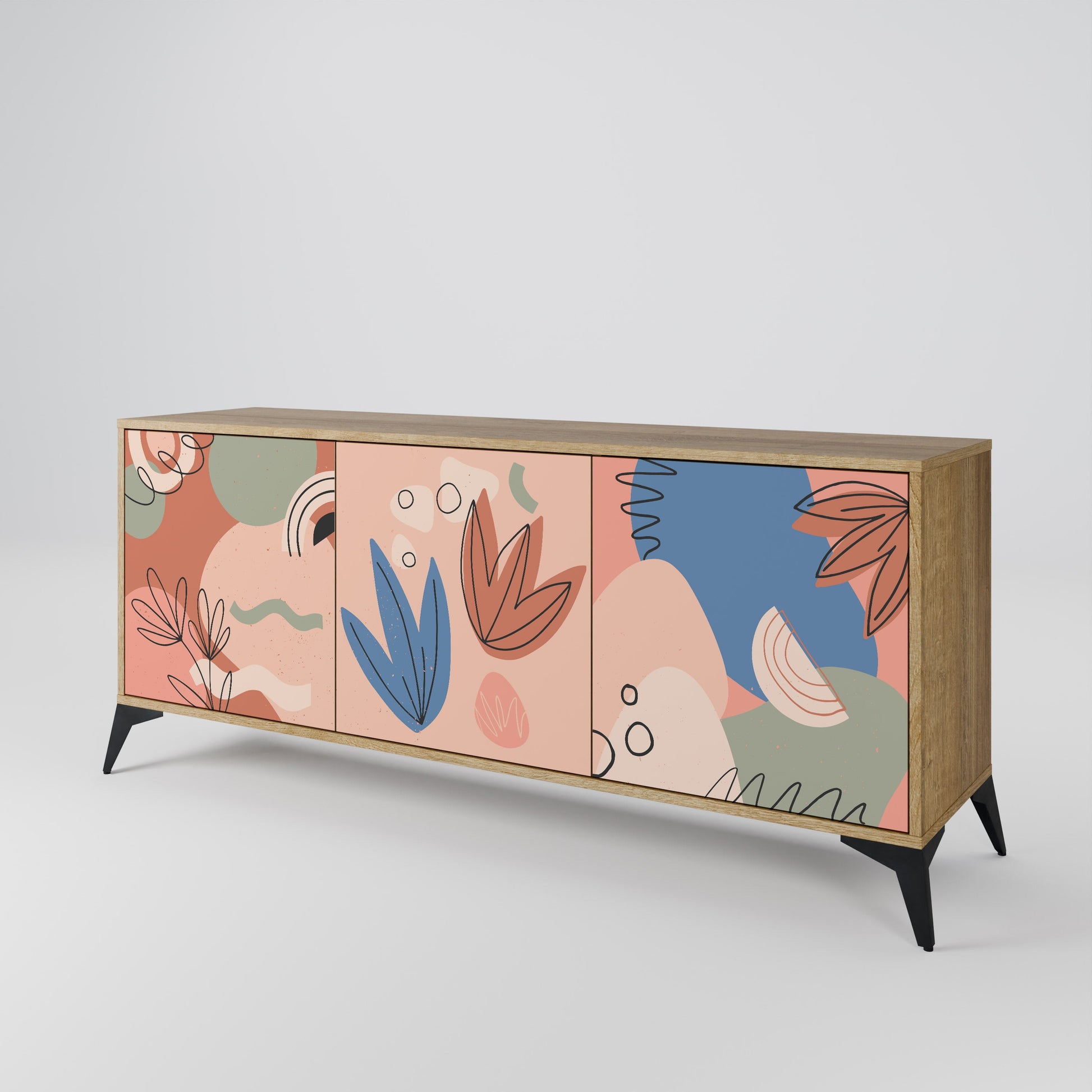 Buffet 3 portes PASTEL DESTINY effet chêne