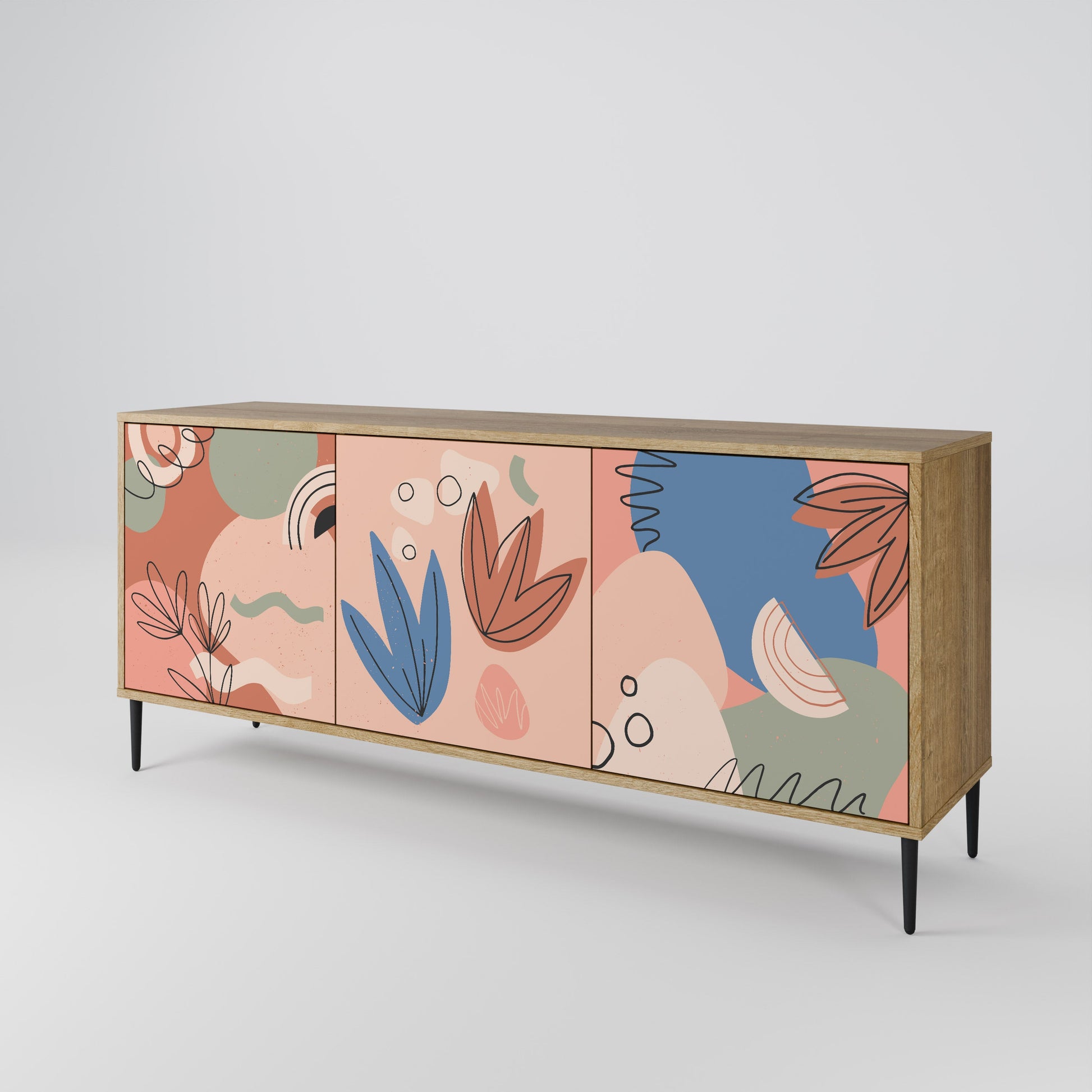 Buffet 3 portes PASTEL DESTINY effet chêne