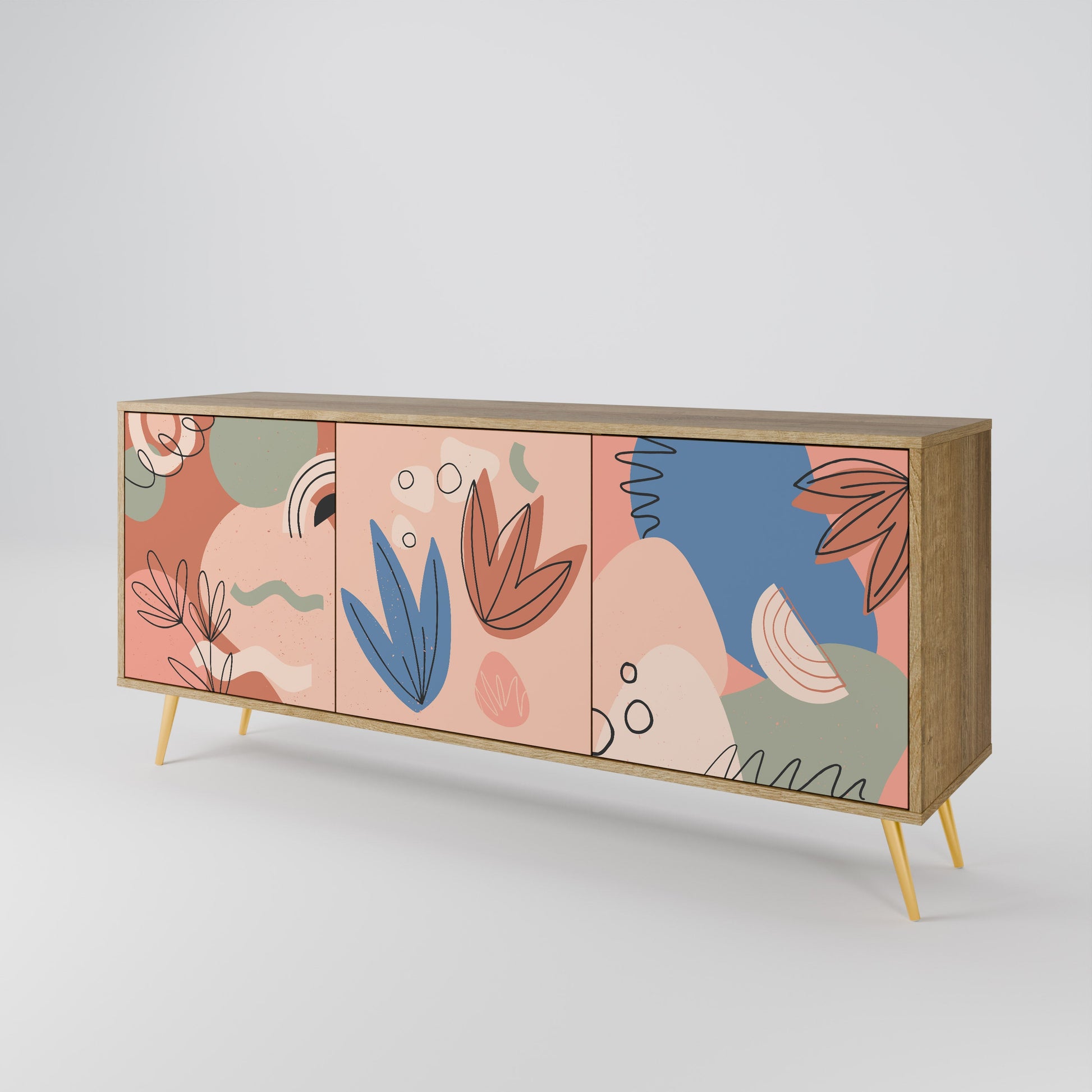 Buffet 3 portes PASTEL DESTINY effet chêne