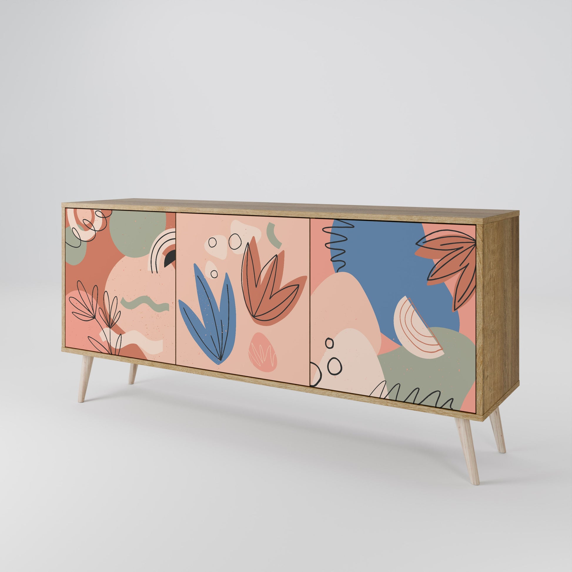Buffet 3 portes PASTEL DESTINY effet chêne