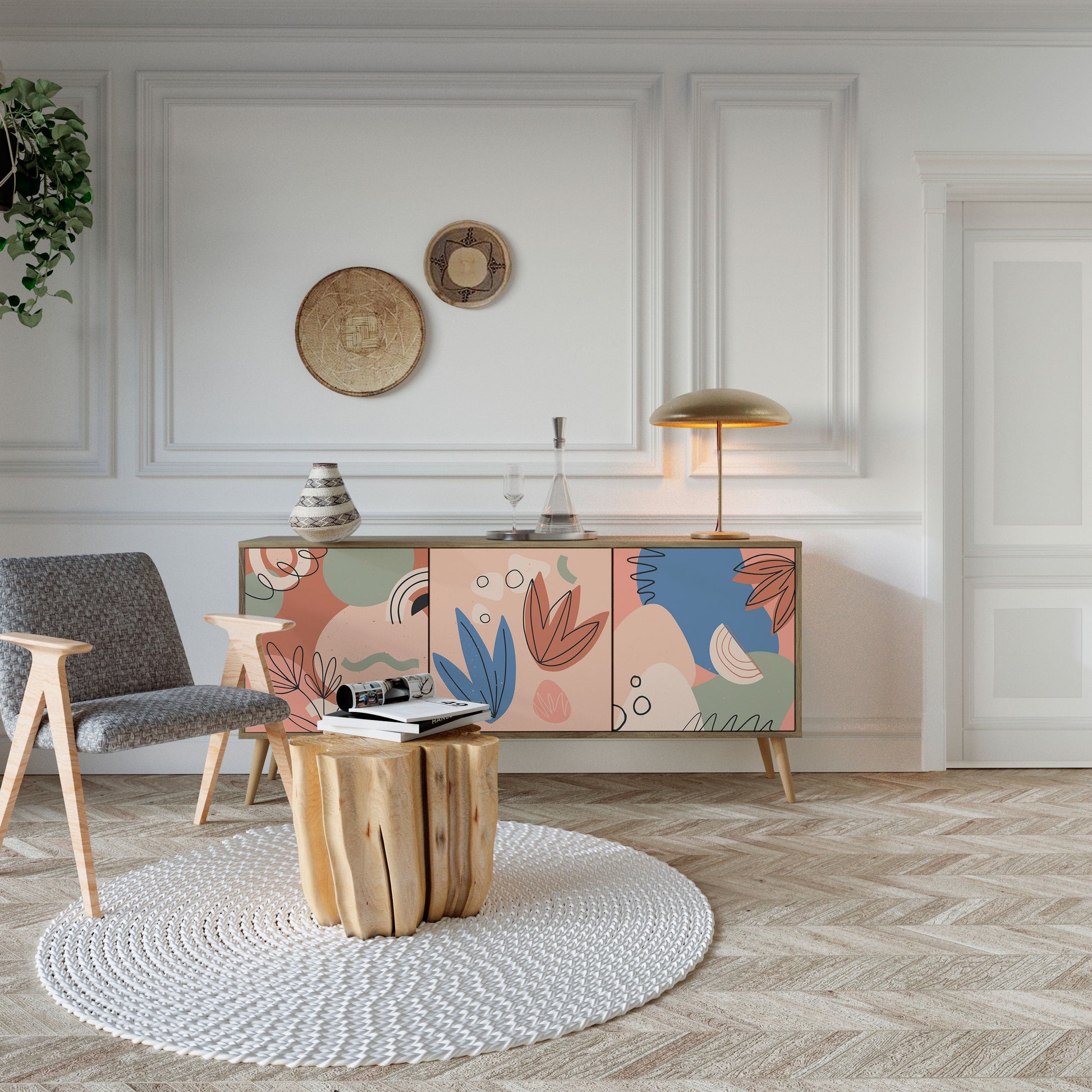 Buffet 3 portes PASTEL DESTINY effet chêne