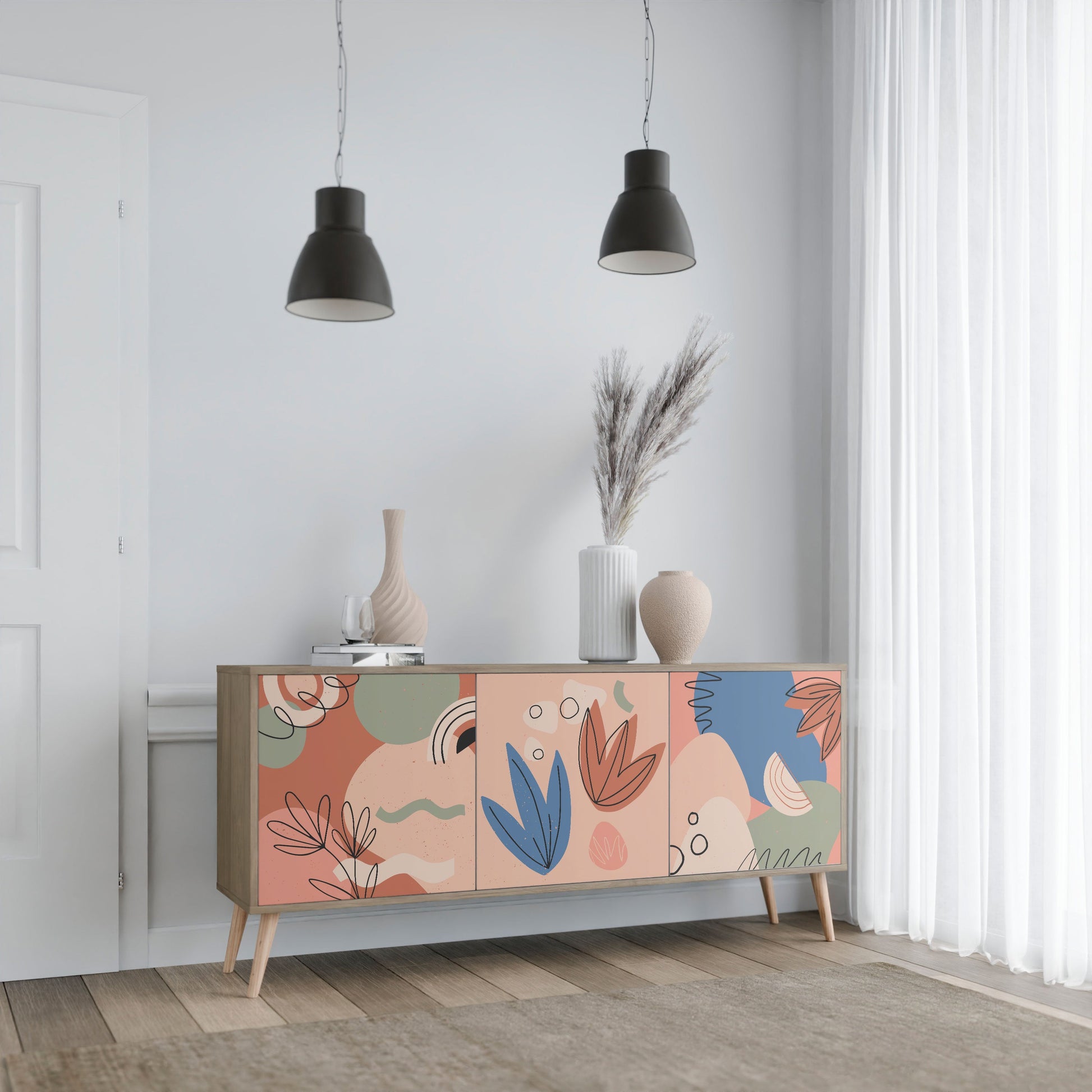 Buffet 3 portes PASTEL DESTINY effet chêne