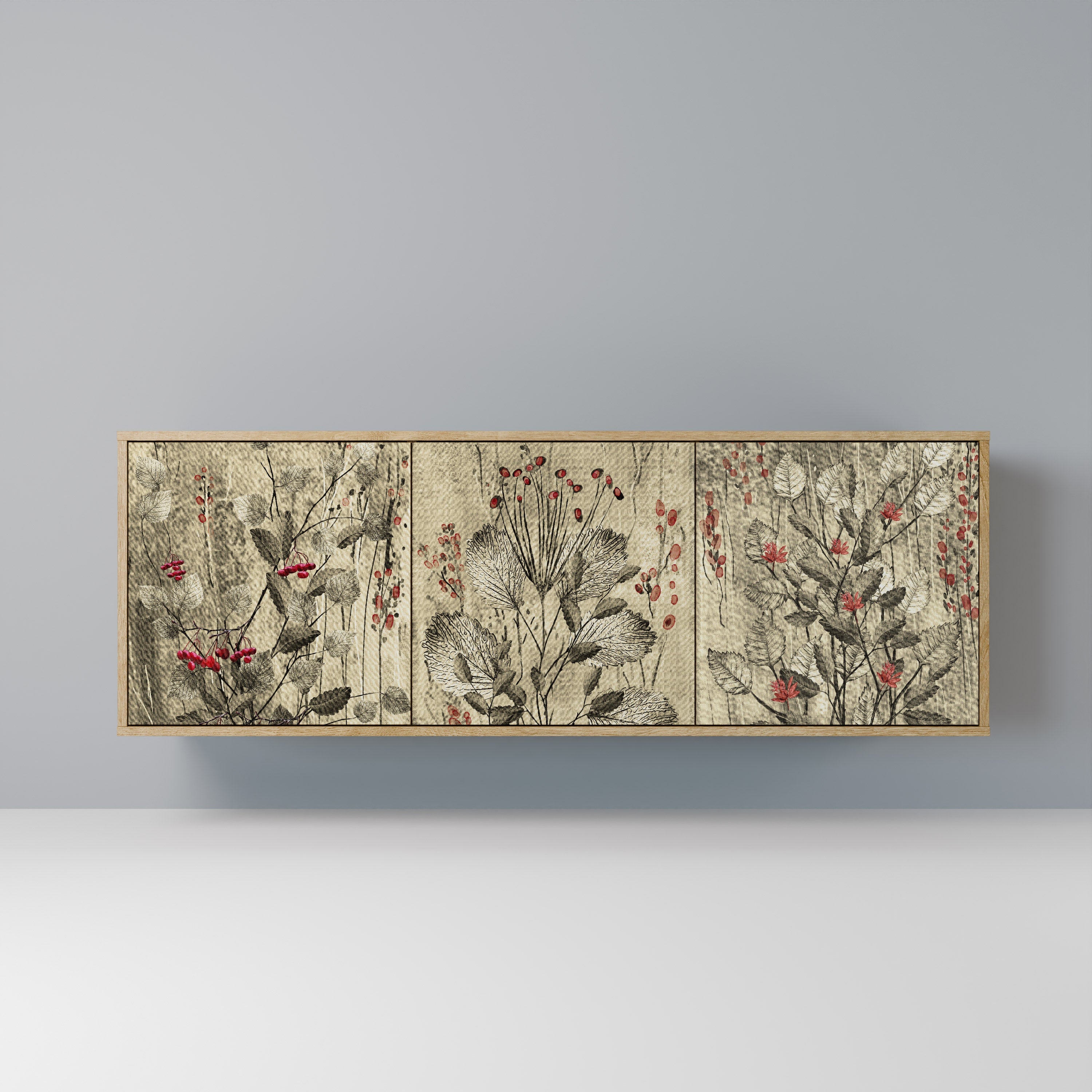 Buffet 3 portes HERBAL GRACE effet chêne