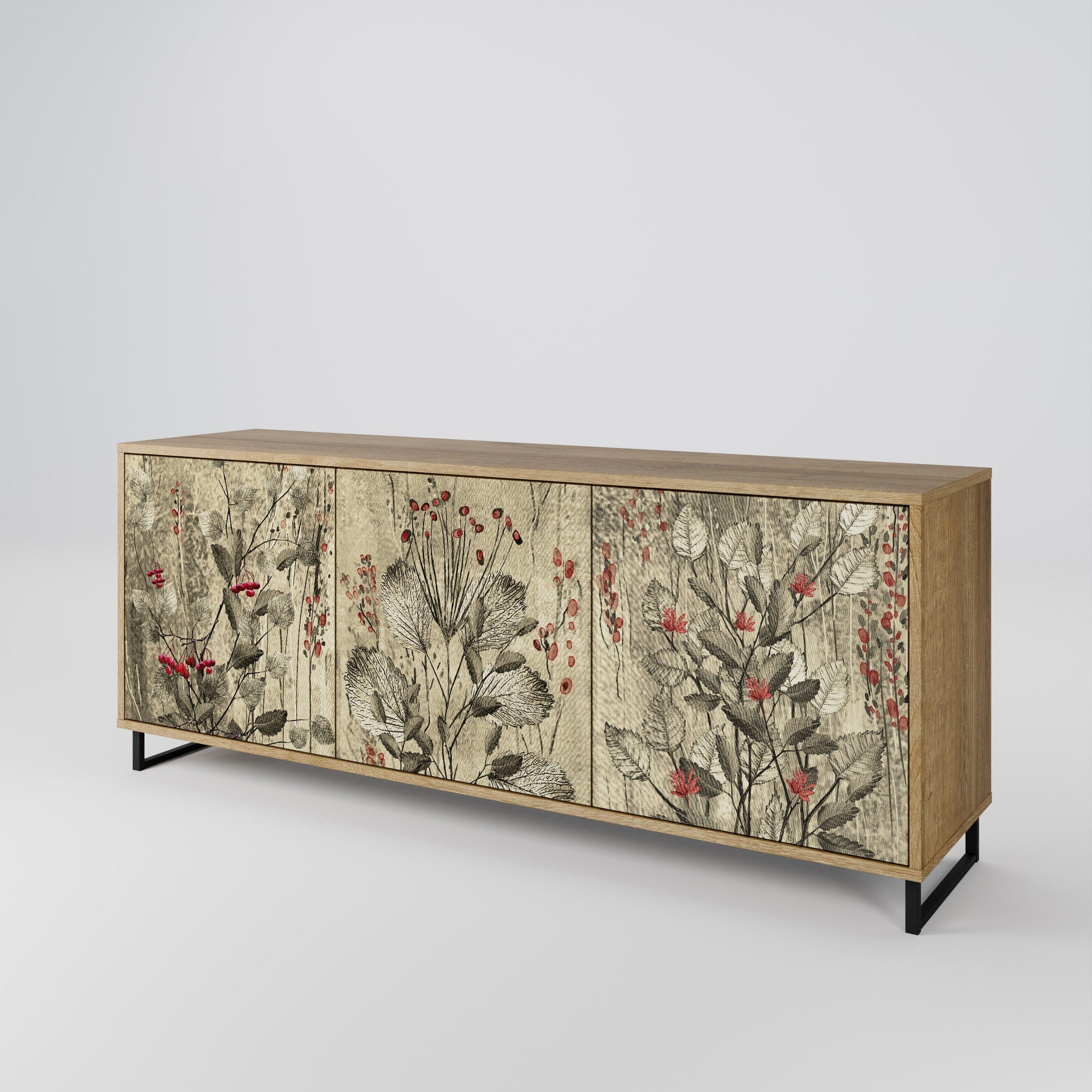 Buffet 3 portes HERBAL GRACE effet chêne