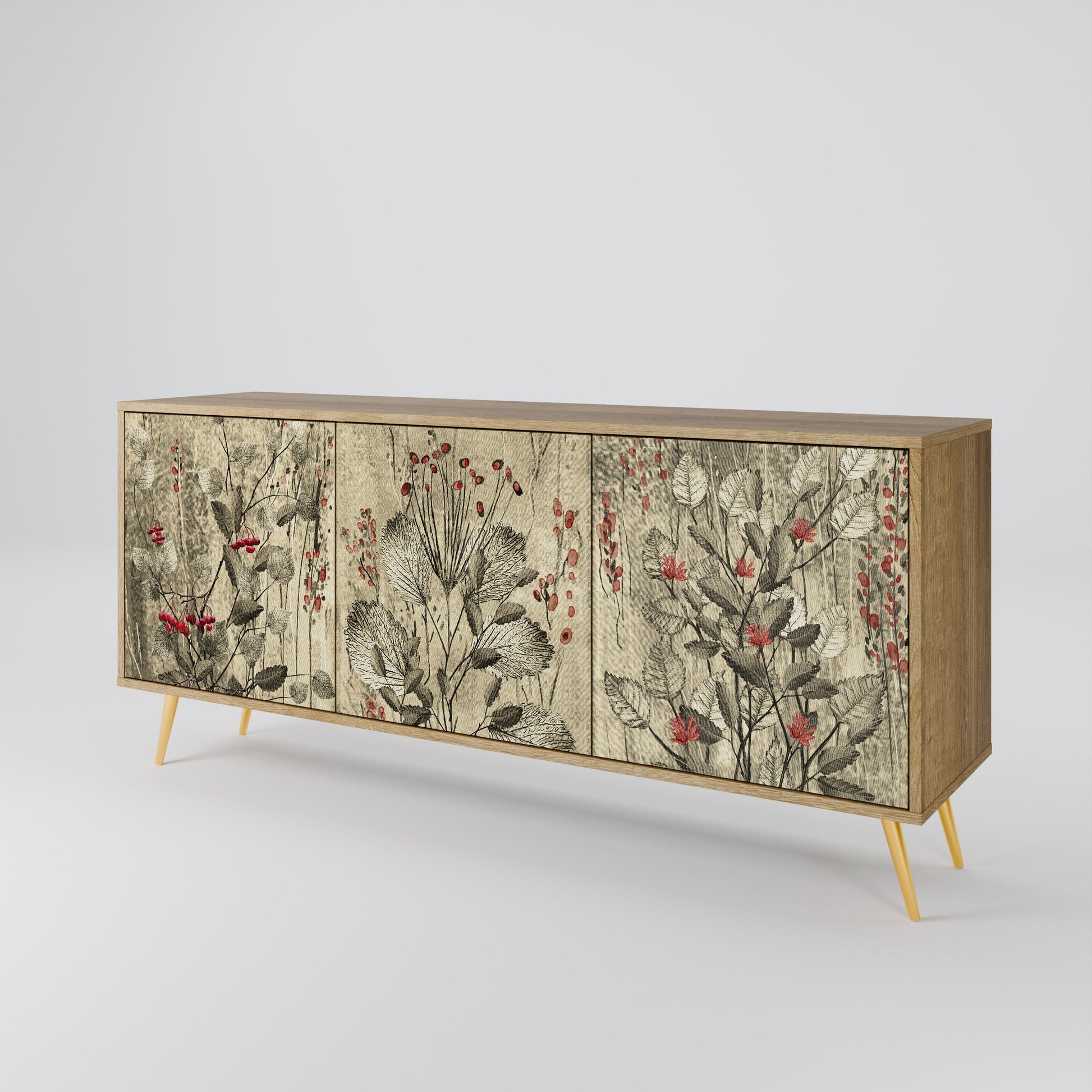 Buffet 3 portes HERBAL GRACE effet chêne