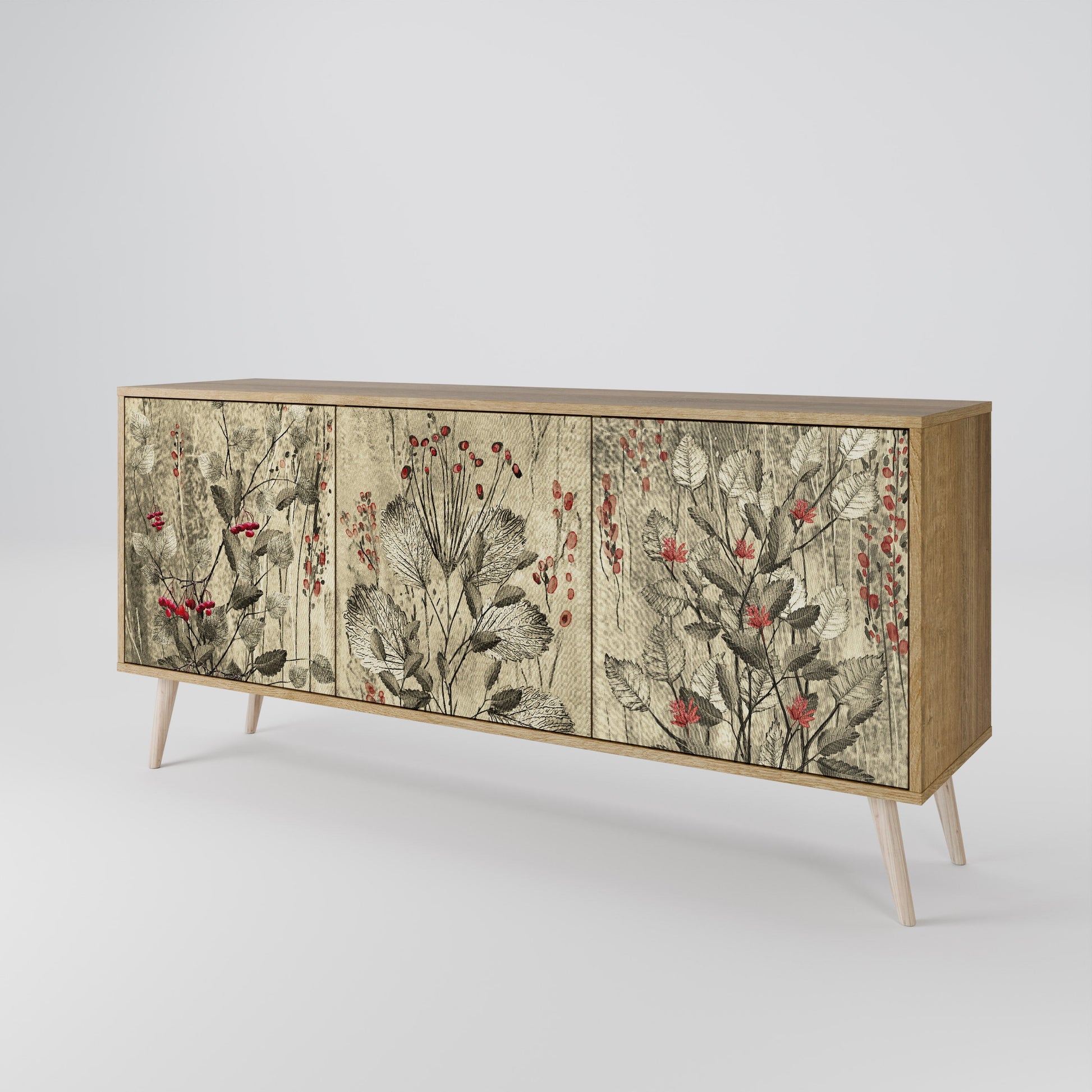 Buffet 3 portes HERBAL GRACE effet chêne