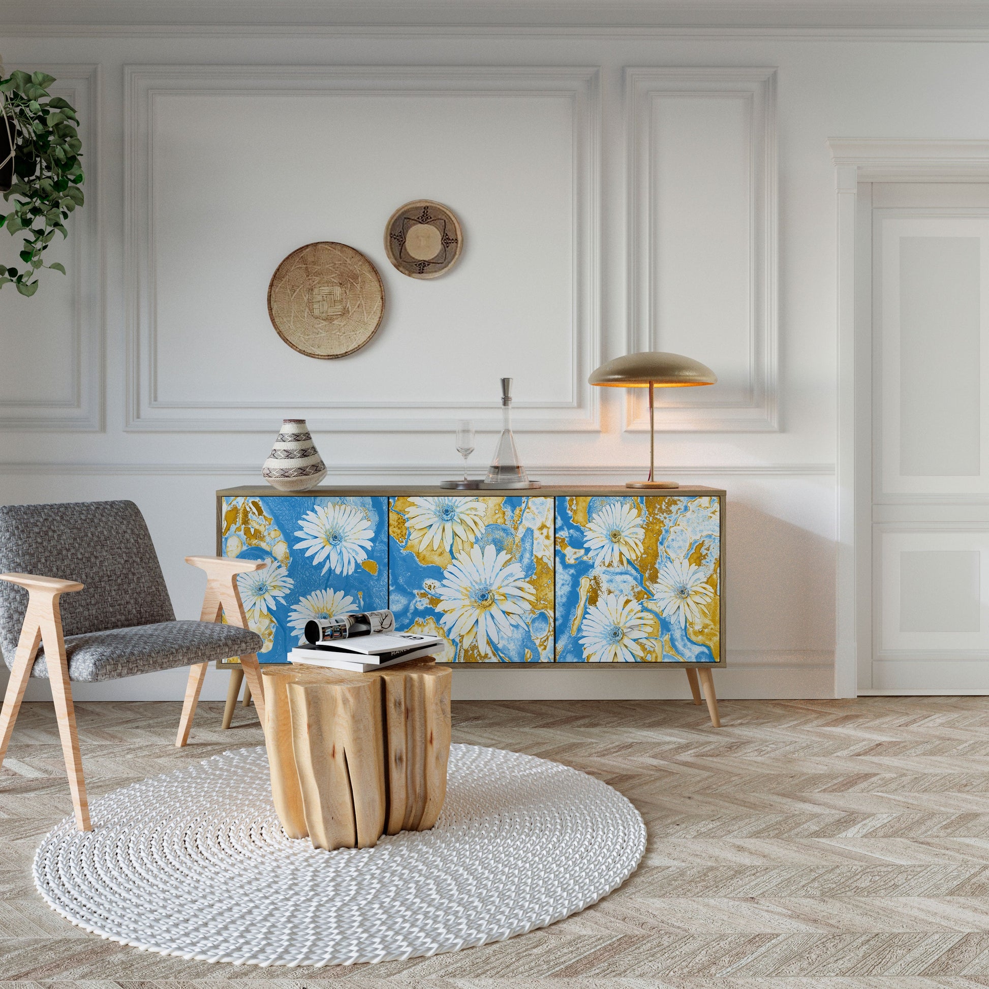Buffet 3 portes DAISY LUXE effet chêne