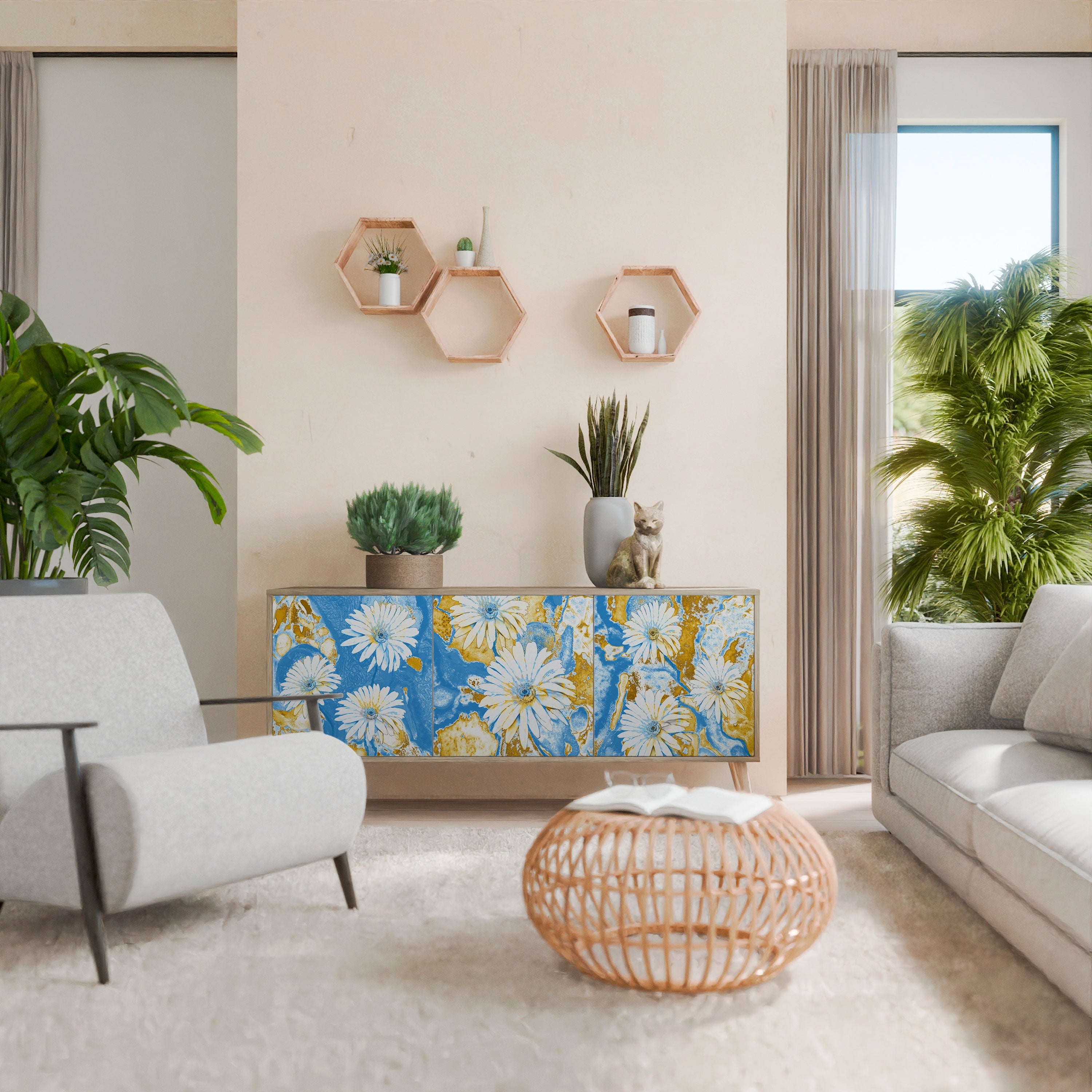 Buffet 3 portes DAISY LUXE effet chêne