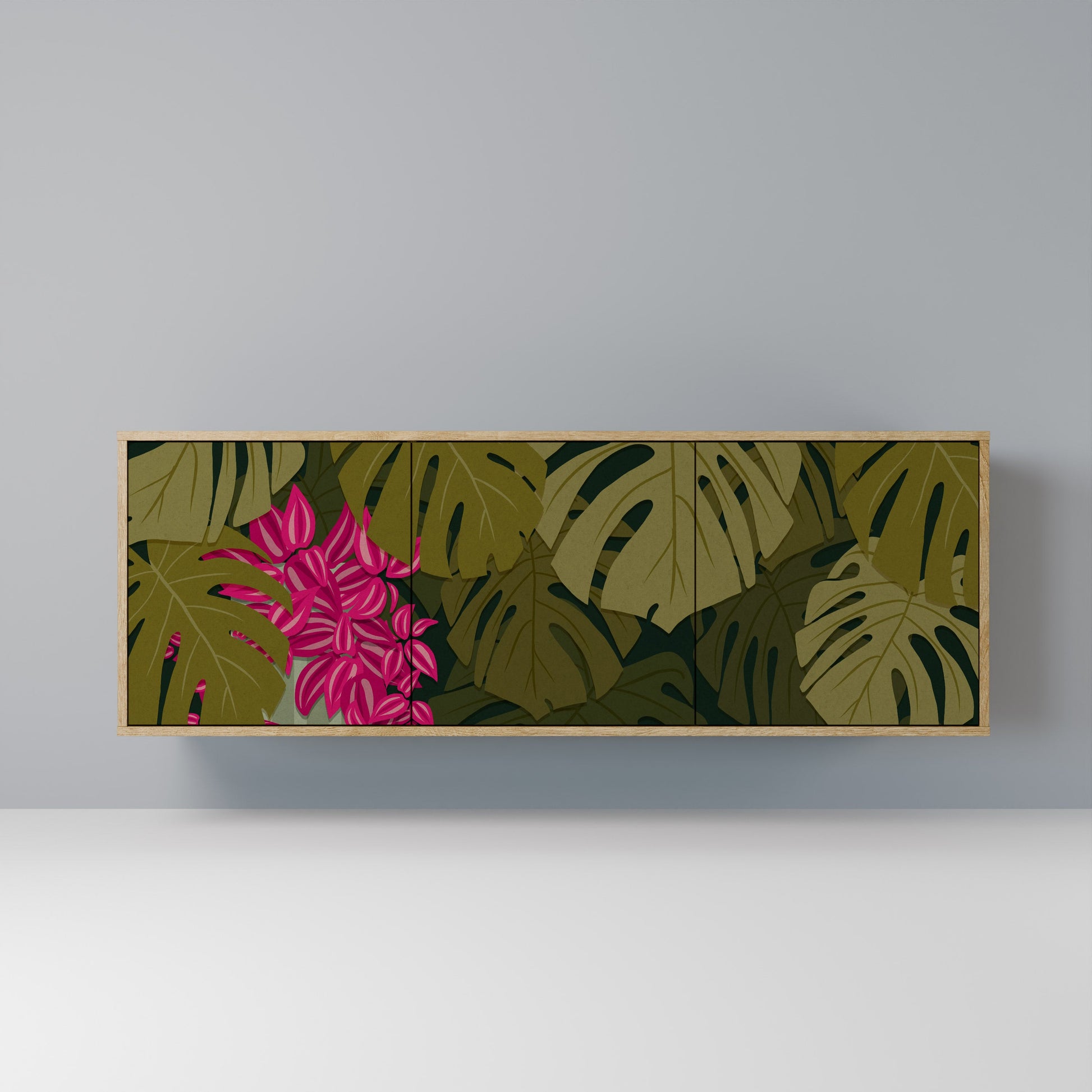 Buffet 3 portes TROPICAL BEAUTY effet chêne