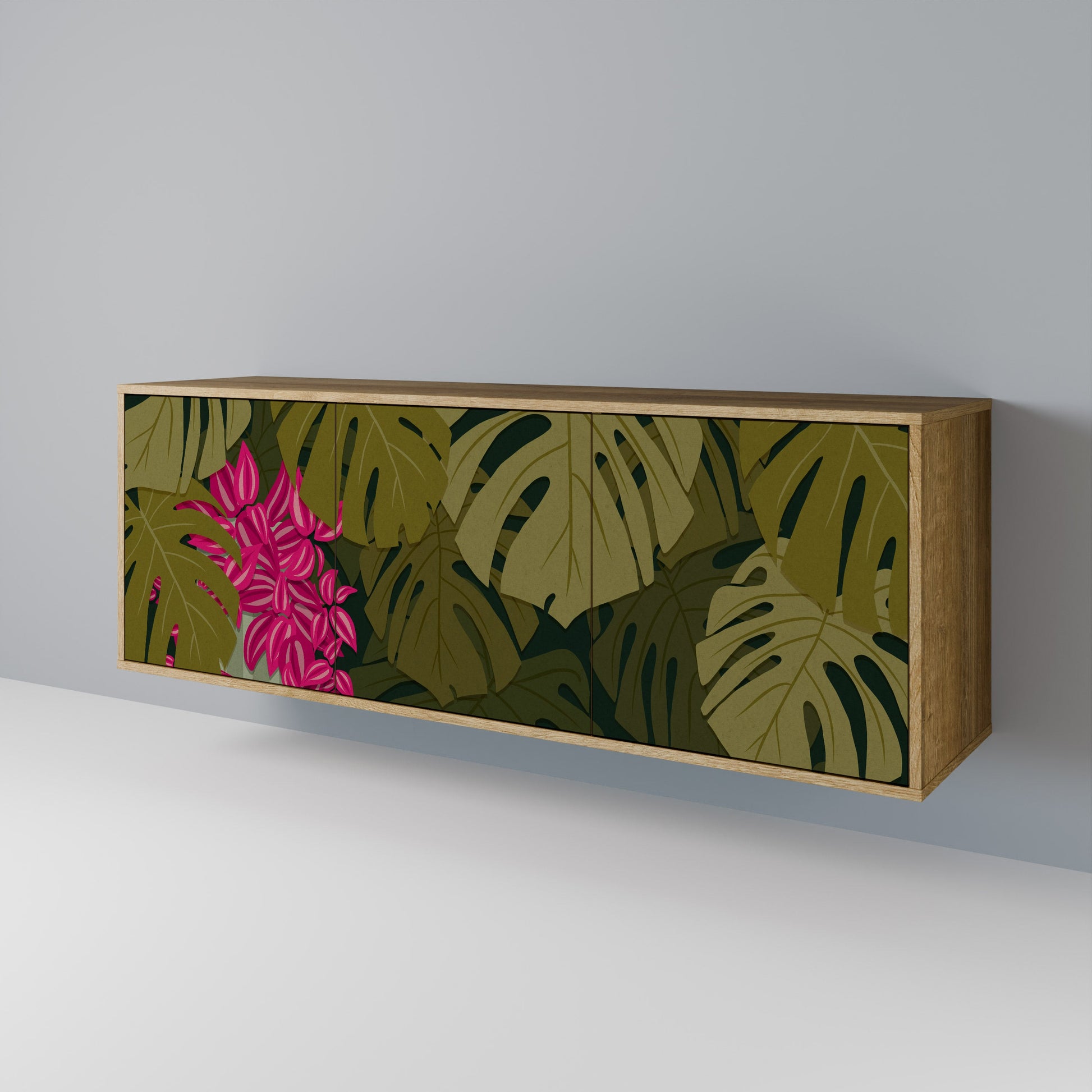 Buffet 3 portes TROPICAL BEAUTY effet chêne