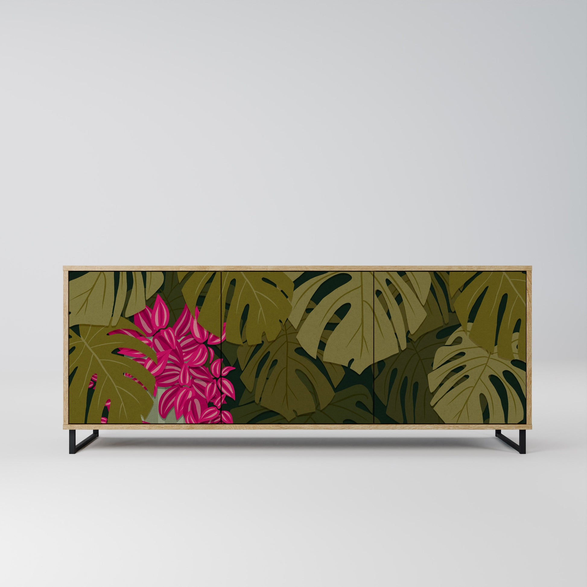Buffet 3 portes TROPICAL BEAUTY effet chêne