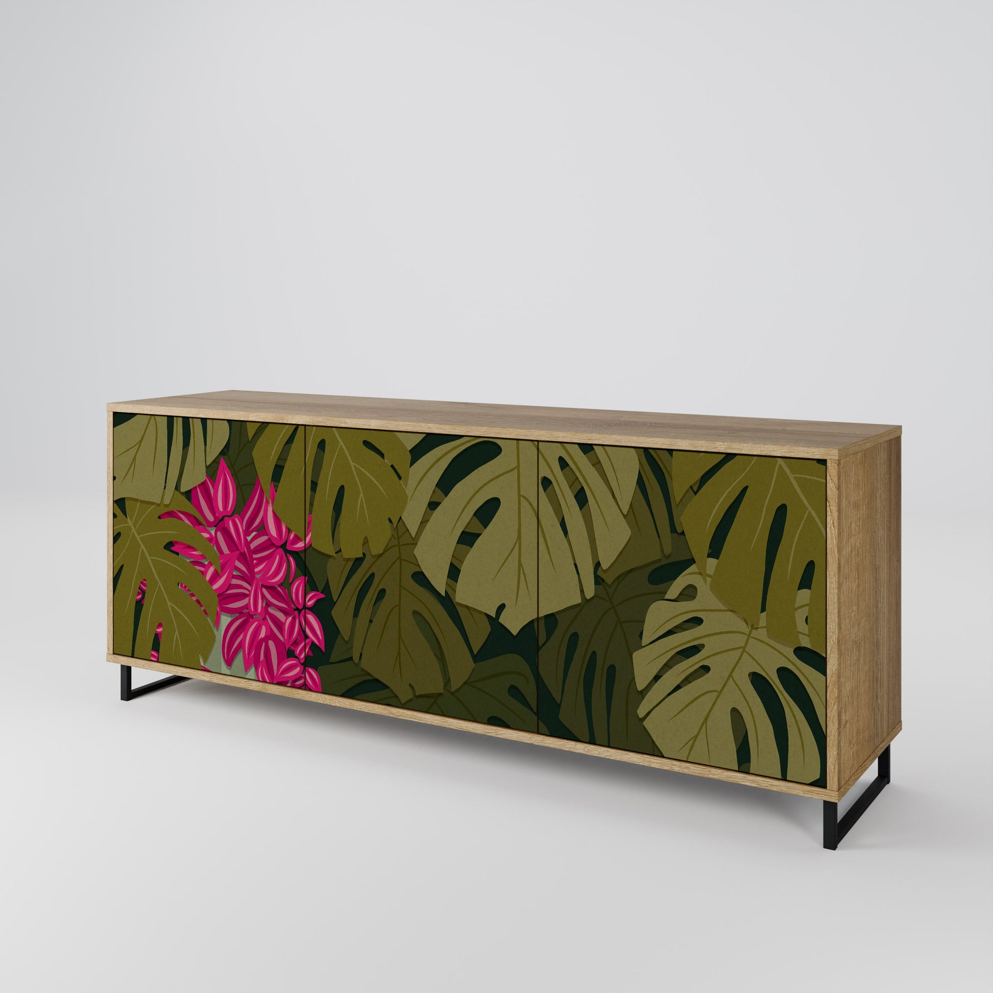 Buffet 3 portes TROPICAL BEAUTY effet chêne