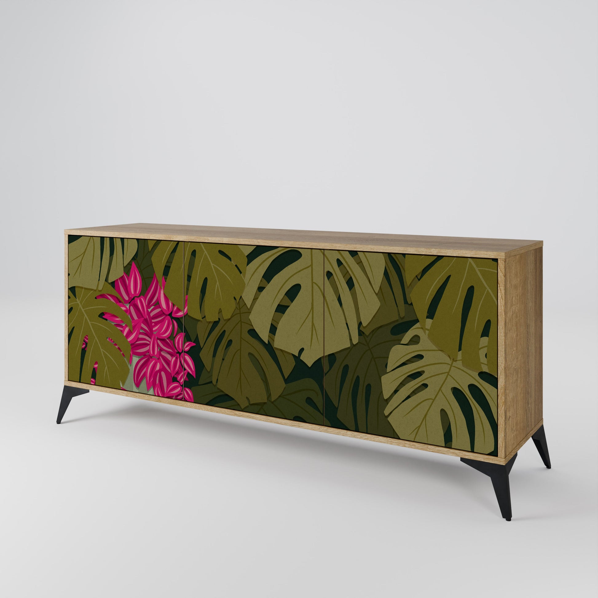 Buffet 3 portes TROPICAL BEAUTY effet chêne