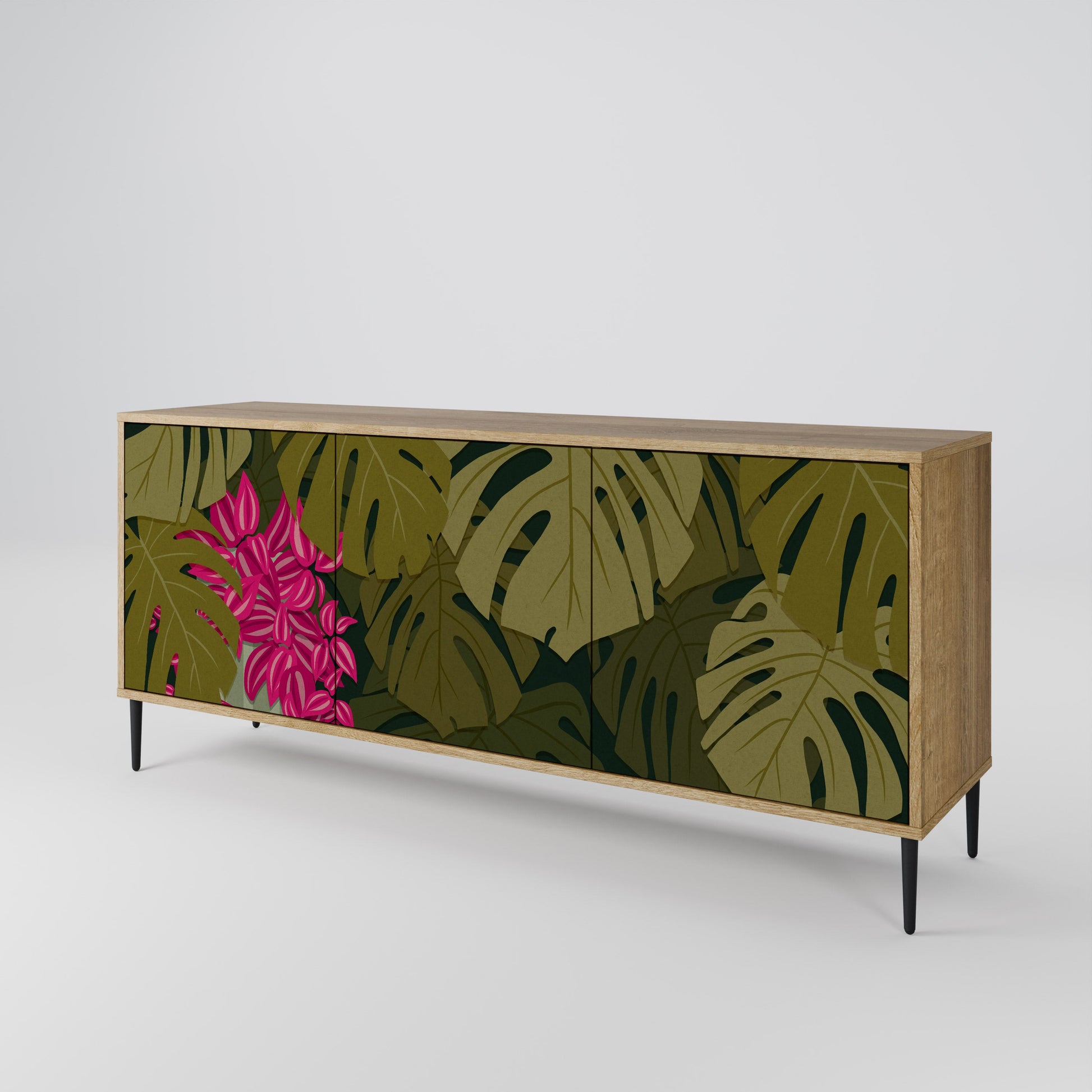 Buffet 3 portes TROPICAL BEAUTY effet chêne