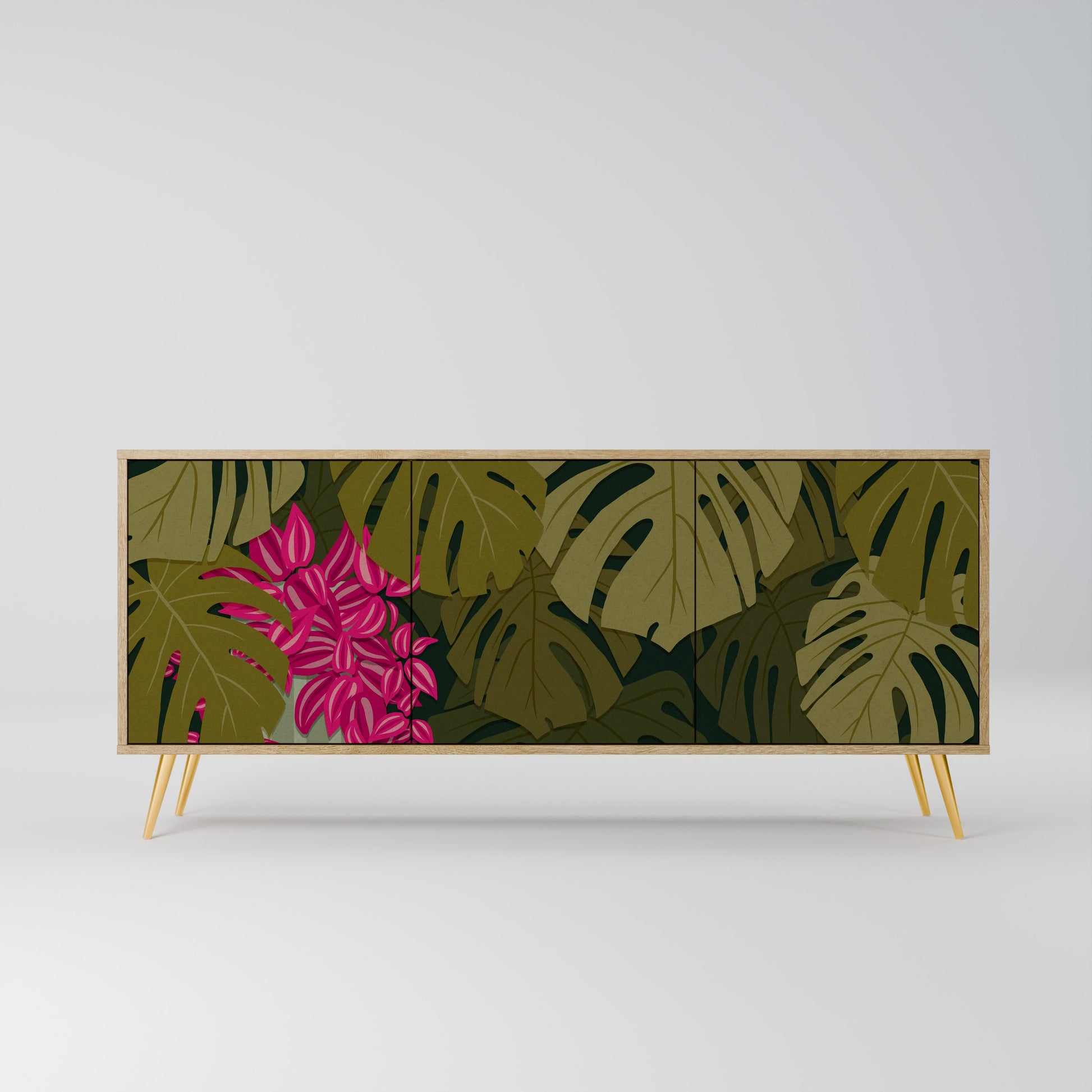 Buffet 3 portes TROPICAL BEAUTY effet chêne
