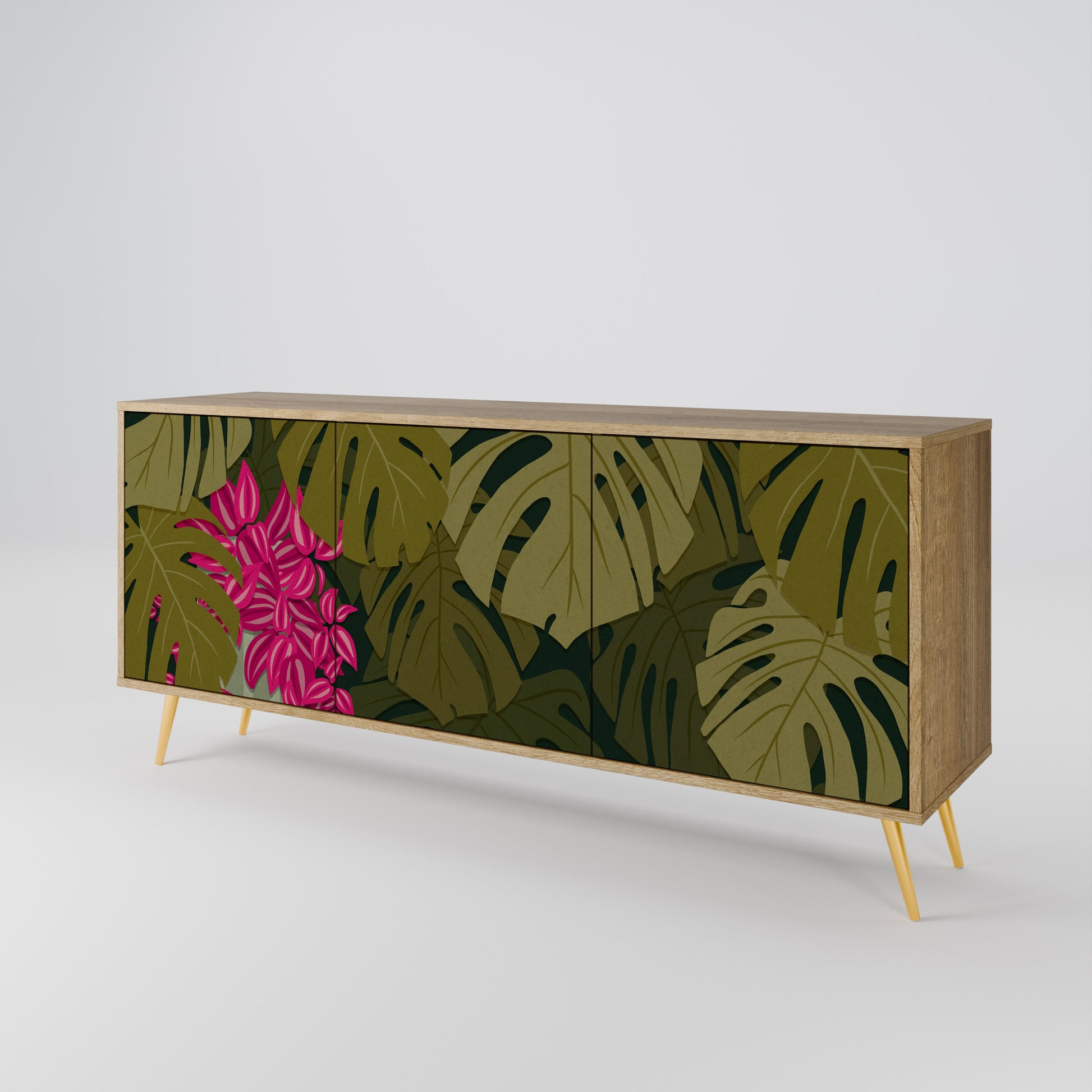 Buffet 3 portes TROPICAL BEAUTY effet chêne