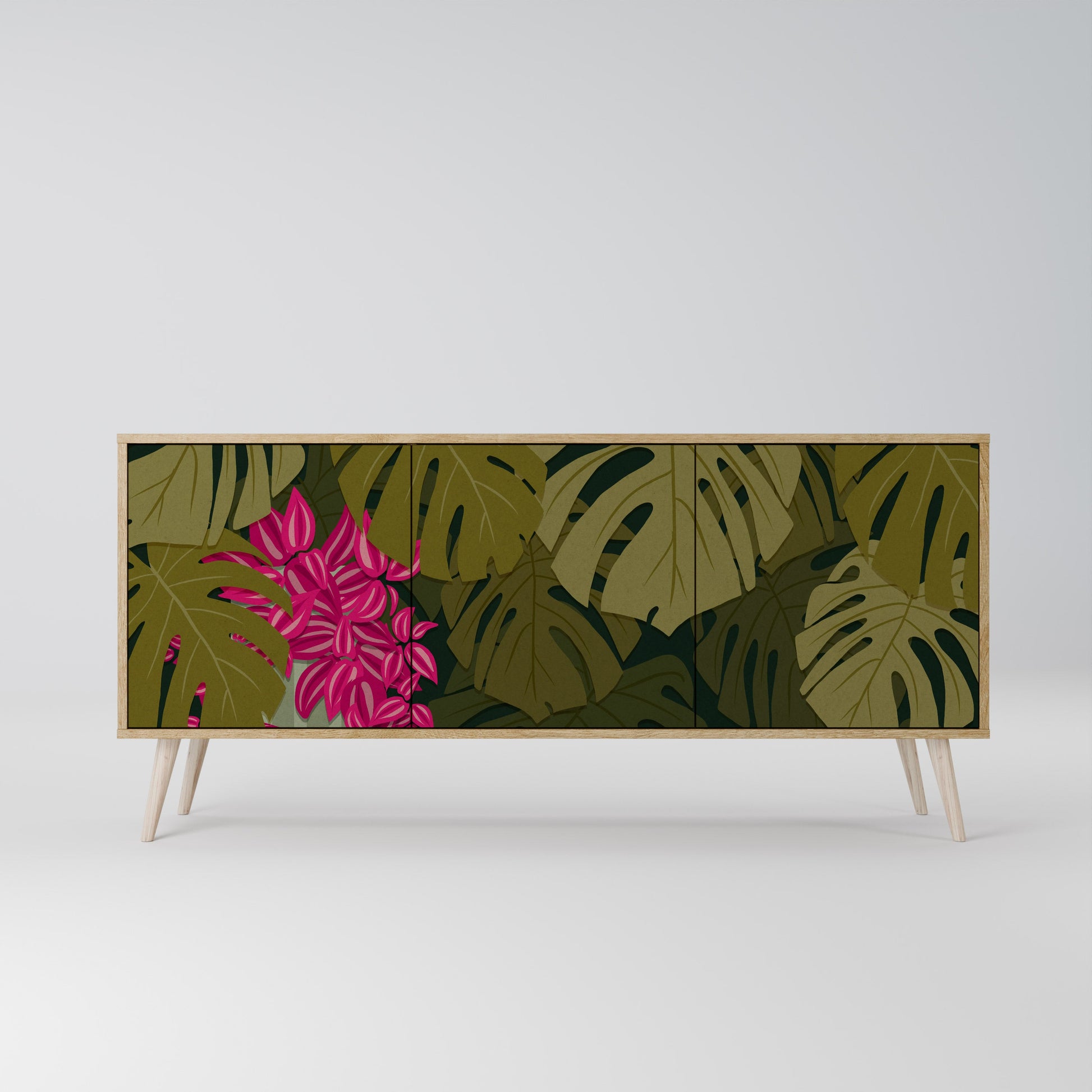 Buffet 3 portes TROPICAL BEAUTY effet chêne