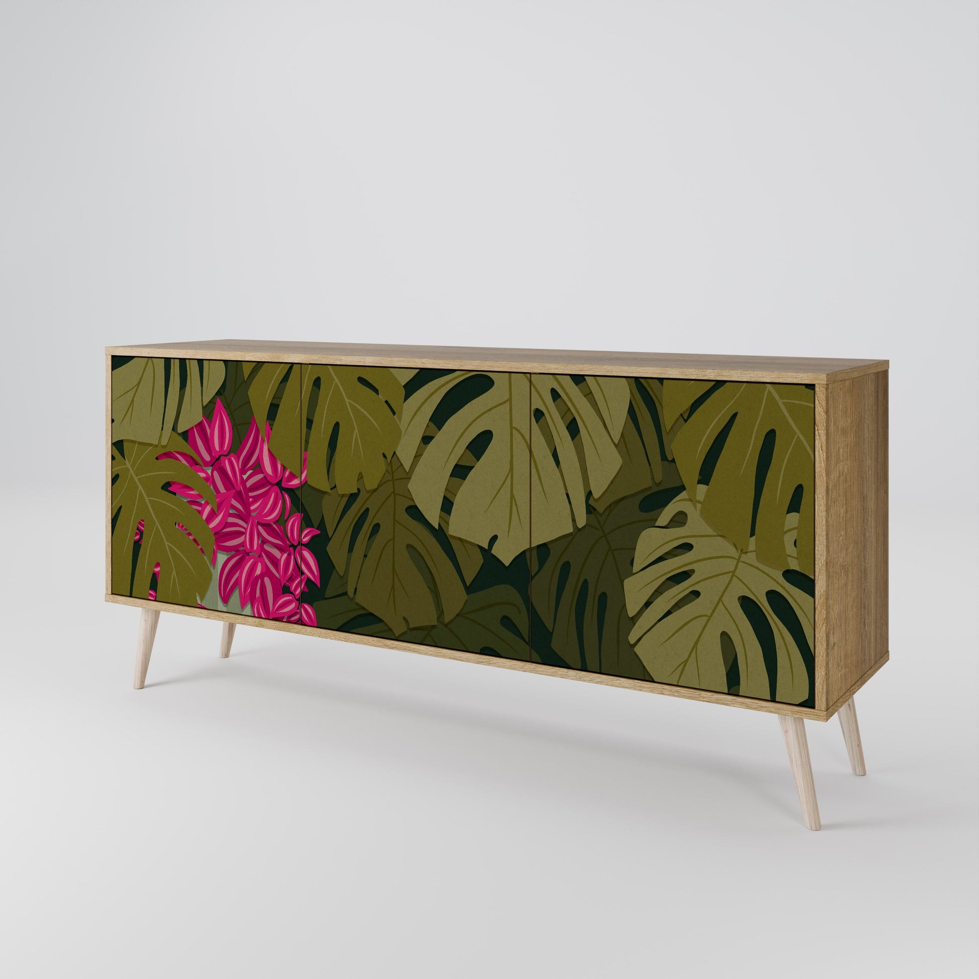 Buffet 3 portes TROPICAL BEAUTY effet chêne