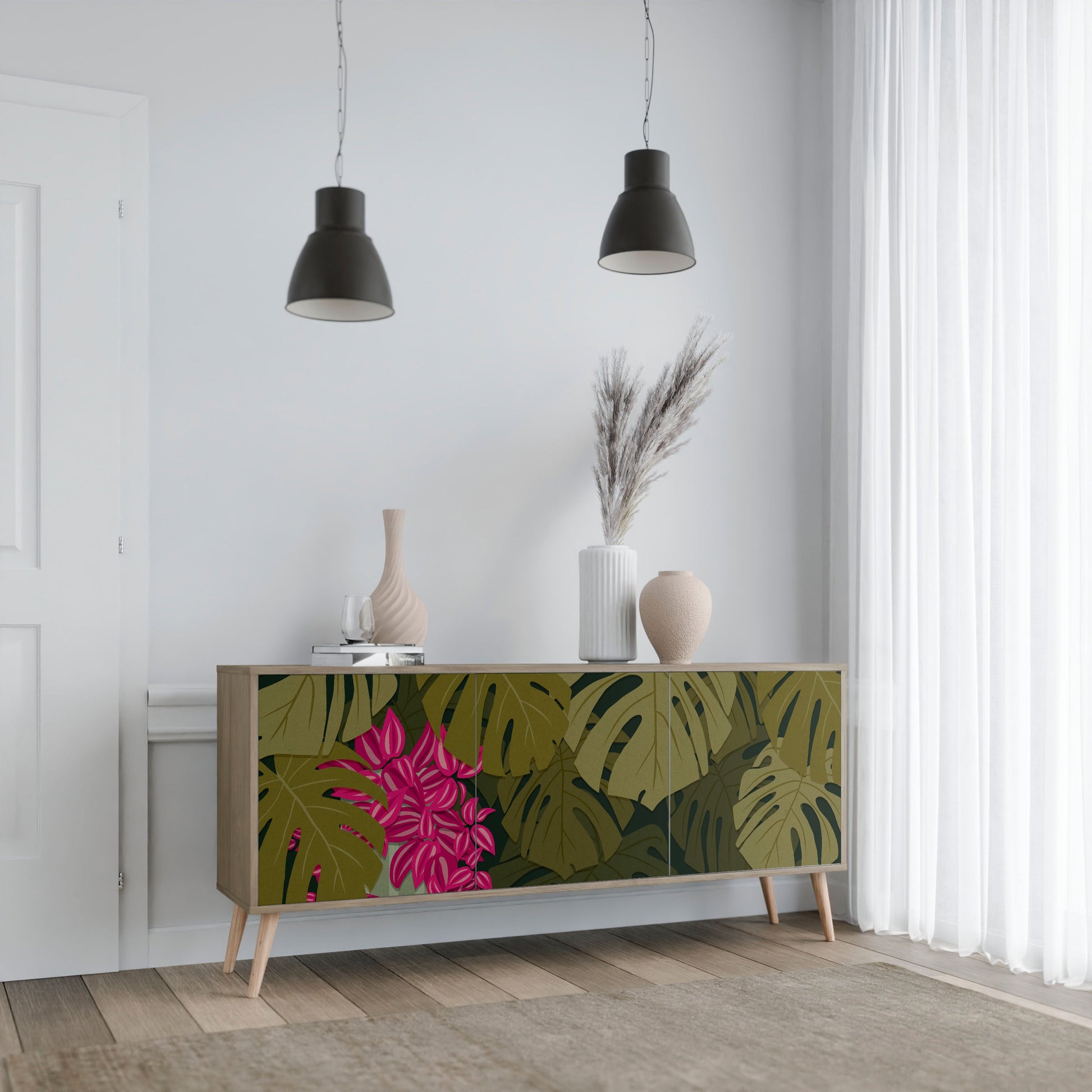 Buffet 3 portes TROPICAL BEAUTY effet chêne