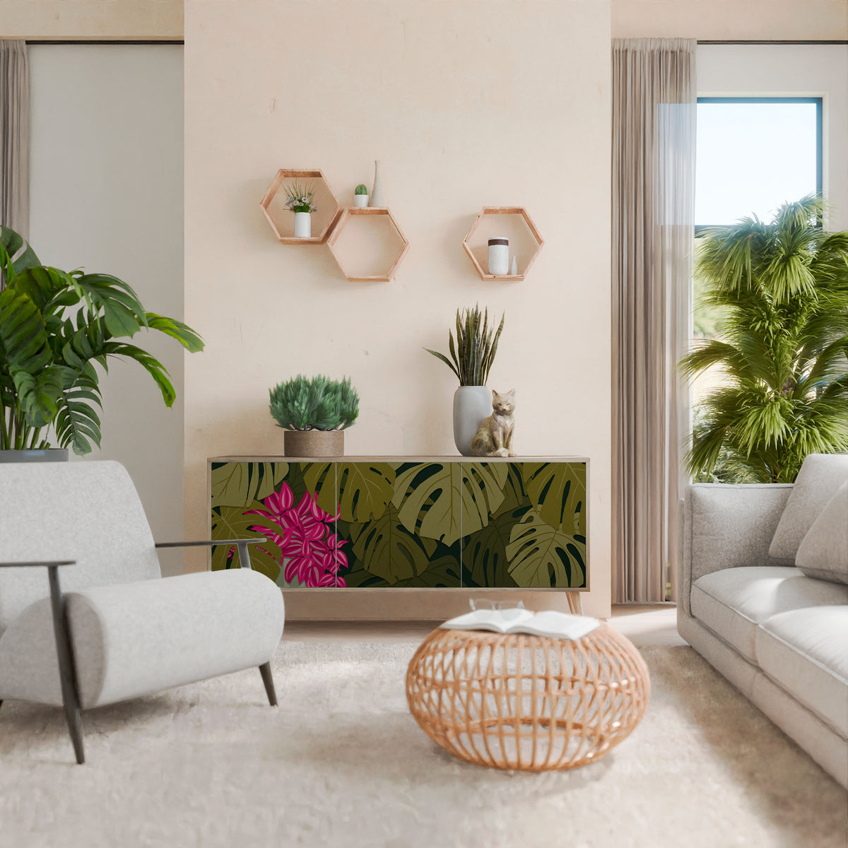 TROPICAL BEAUTY 3-Door Sideboard