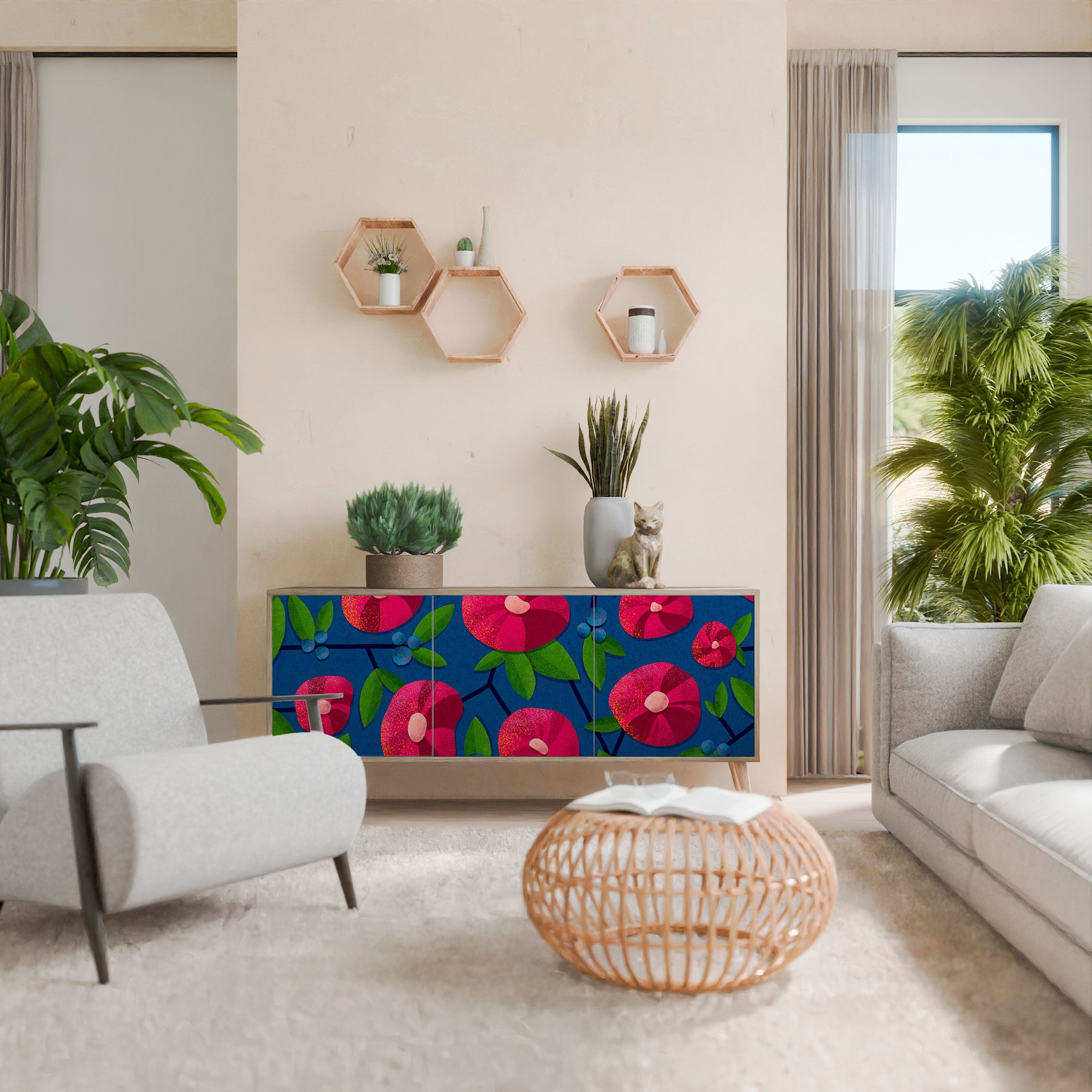 Buffet 3 portes effet chêne SPRING THOUGHTS