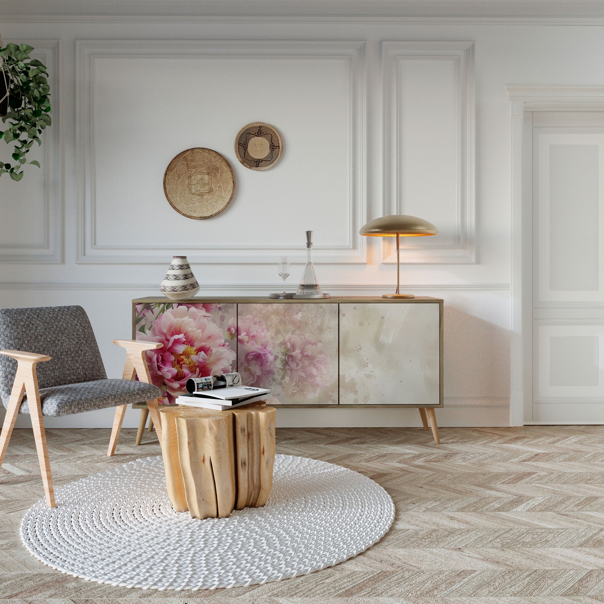 Buffet 3 portes PEONY WHISPER effet chêne